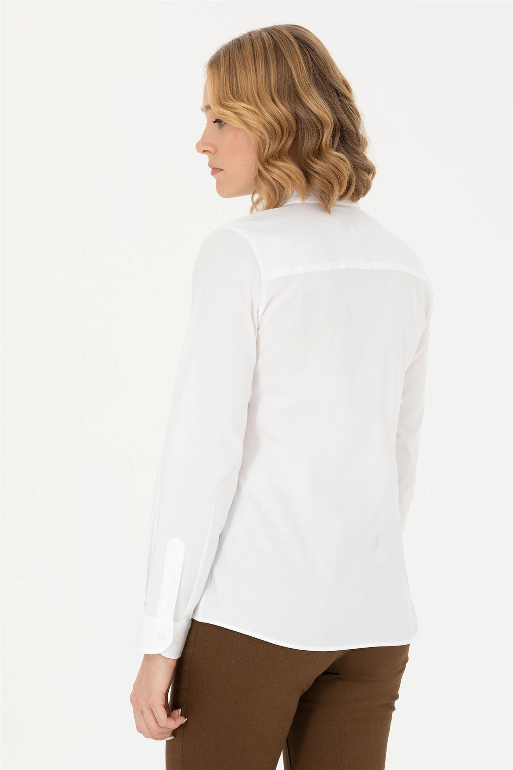 Женская белая базовая рубашка с длинным рукавом - U.s. polo assn фото 5