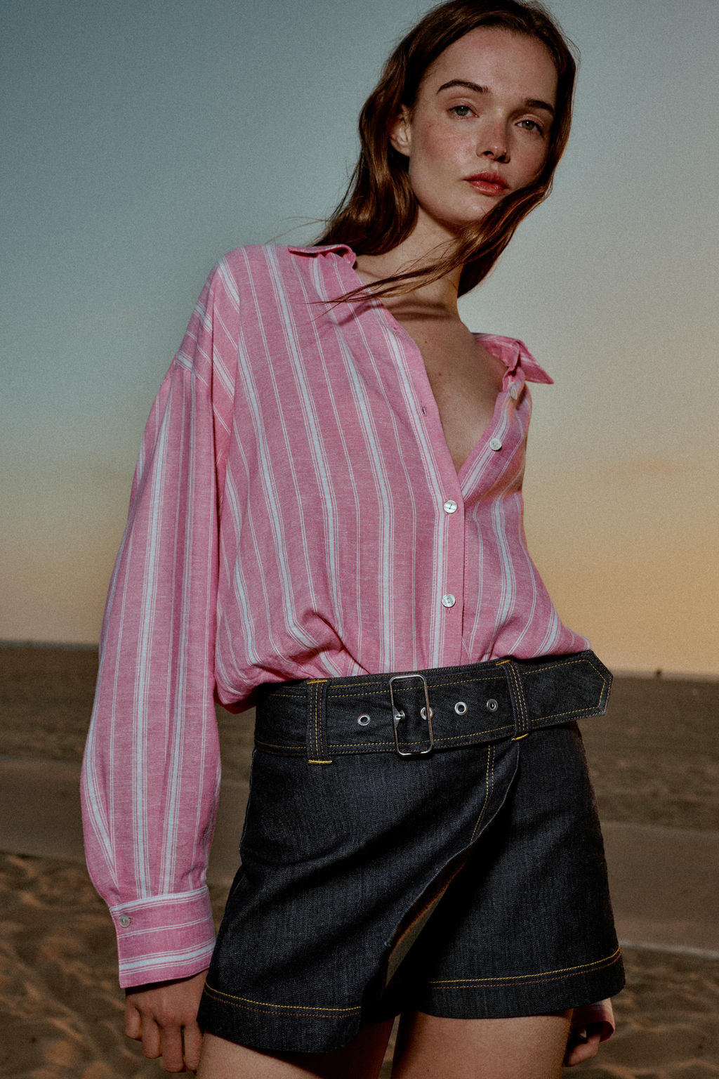 FALDA PANTAL?N Z1975 CRUZADA CINTUR?N / Azul - Zara фото 4