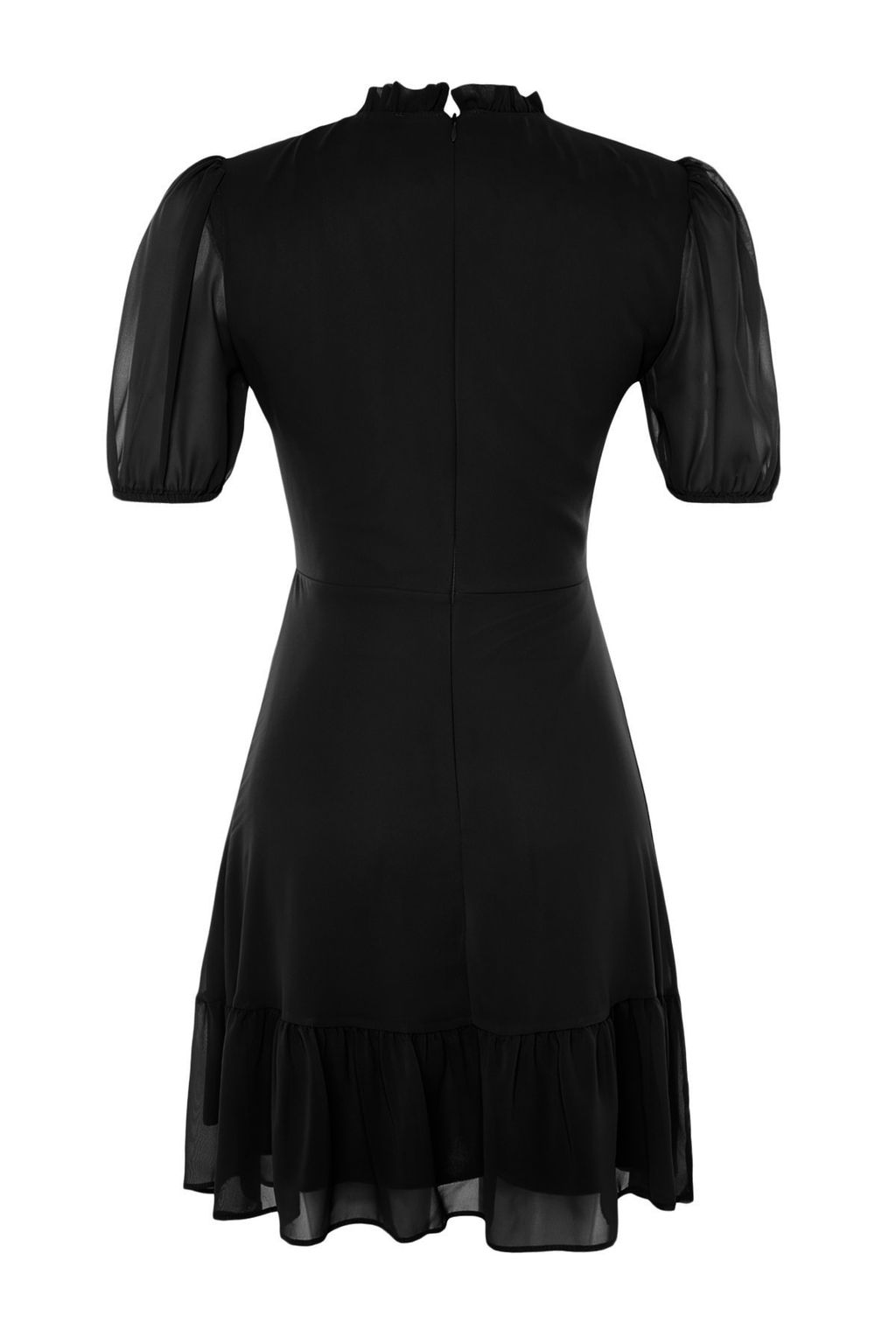 TRENDYOLMILLA Siyah A-Kesim Volanl? Sifon Astarl? Dokuma Dokuma Elbise TWOSS23EL00520 фото 8