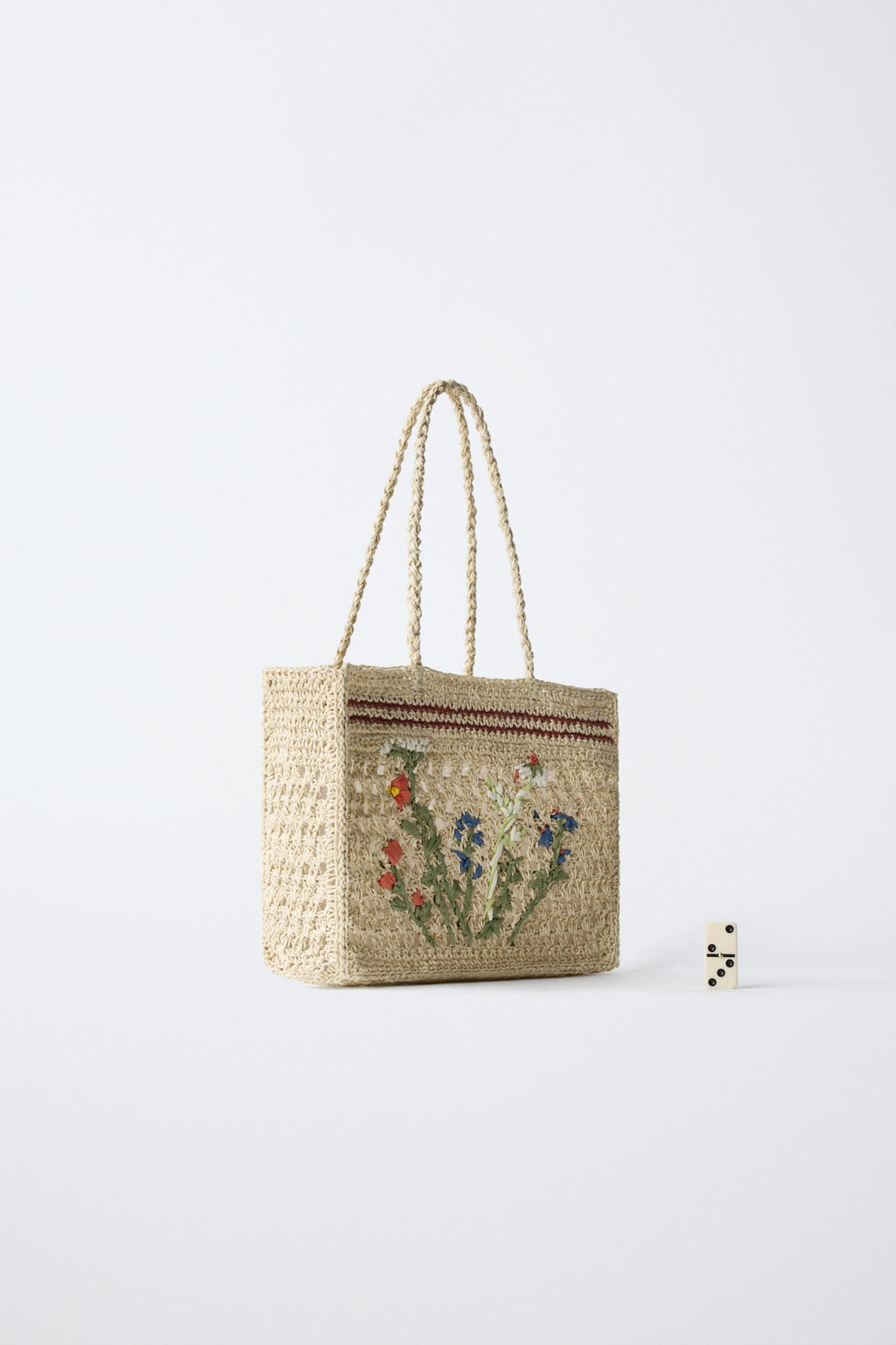 SHOPPER RAFIA FLORES / Blanco Crudo - Zara фото 6