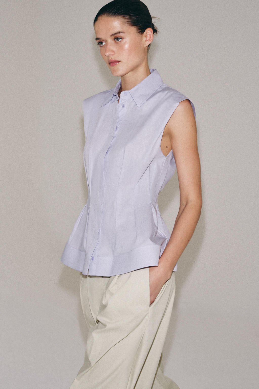 CAMISA PLIEGUES MANGA SISA ZW COLLECTION / Malva claro - Zara фото 2