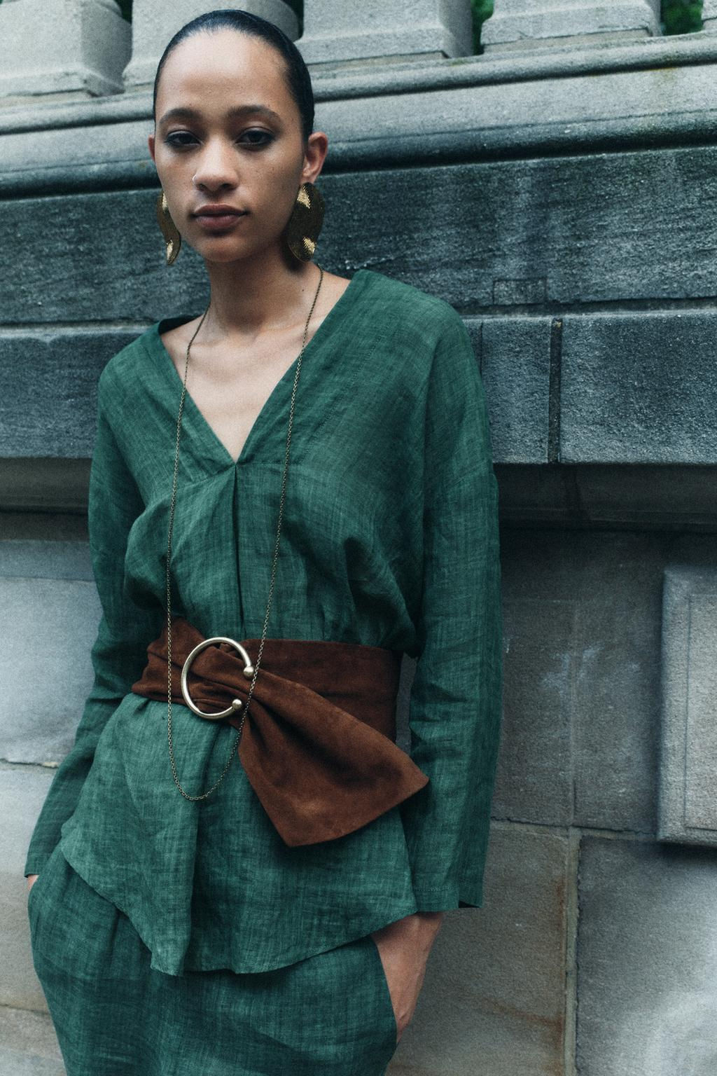 ZW COLLECTION 100% RAMIE PYJAMA-STYLE TROUSERS - Zara фото 6