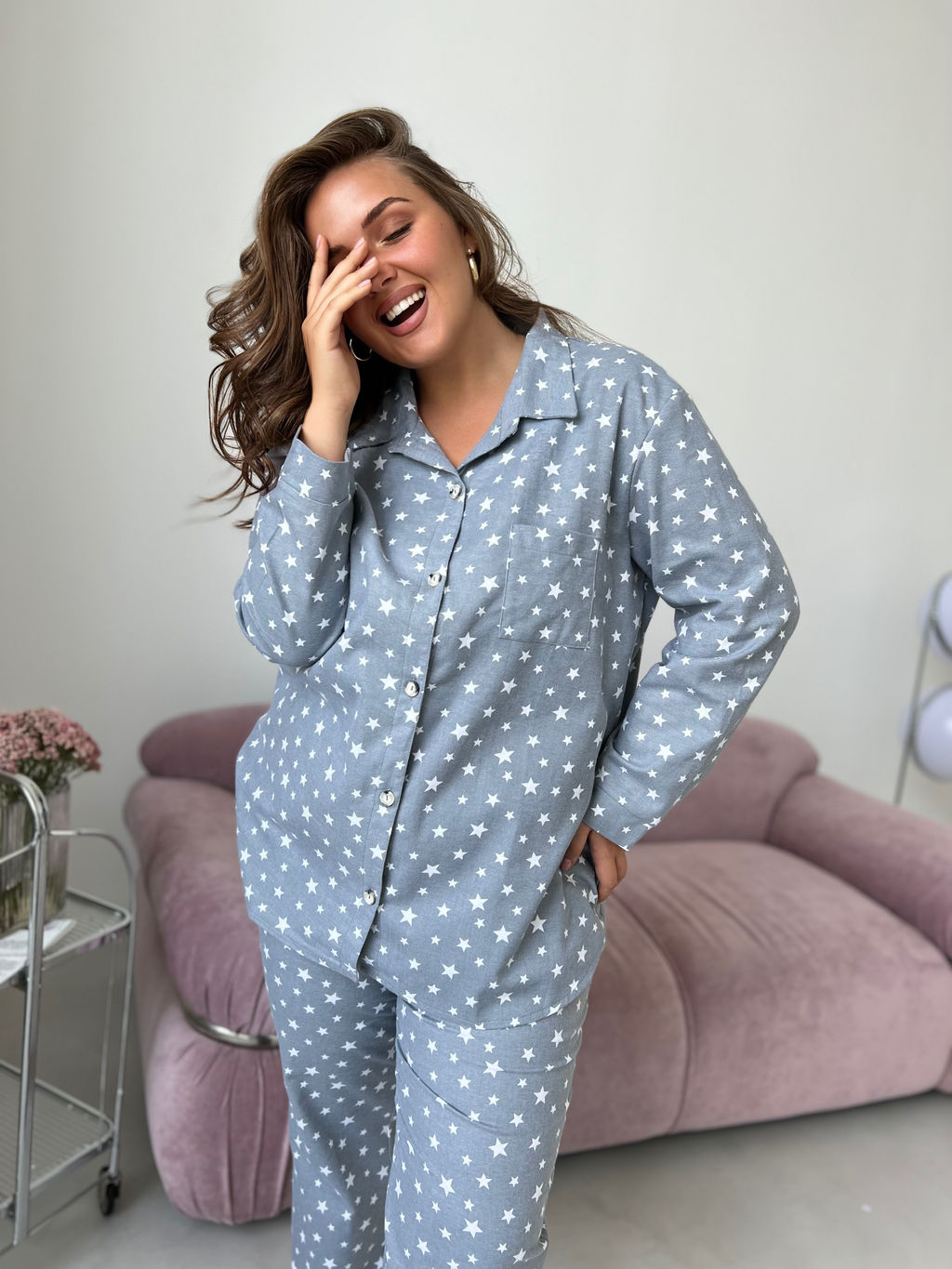 РАСПРОДАЖА Пижама(рубашка+брюки) фланель_О550/серый - Ihomelux фото 6