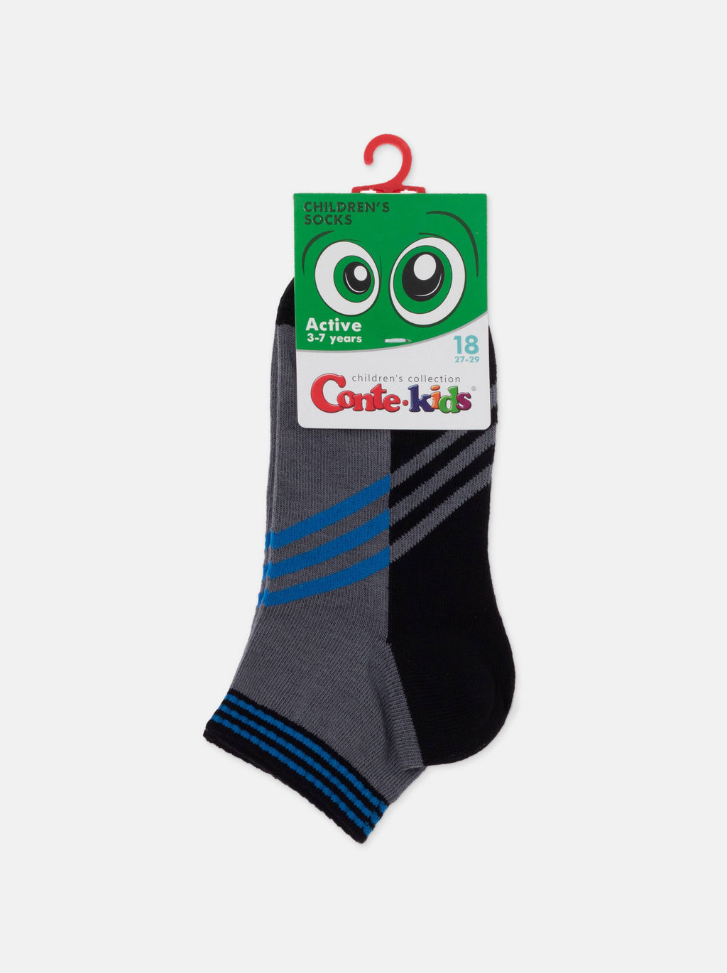 Цена за 2 пары CONTE-KIDS ACTIVE (короткие) Носки детские серый-синий