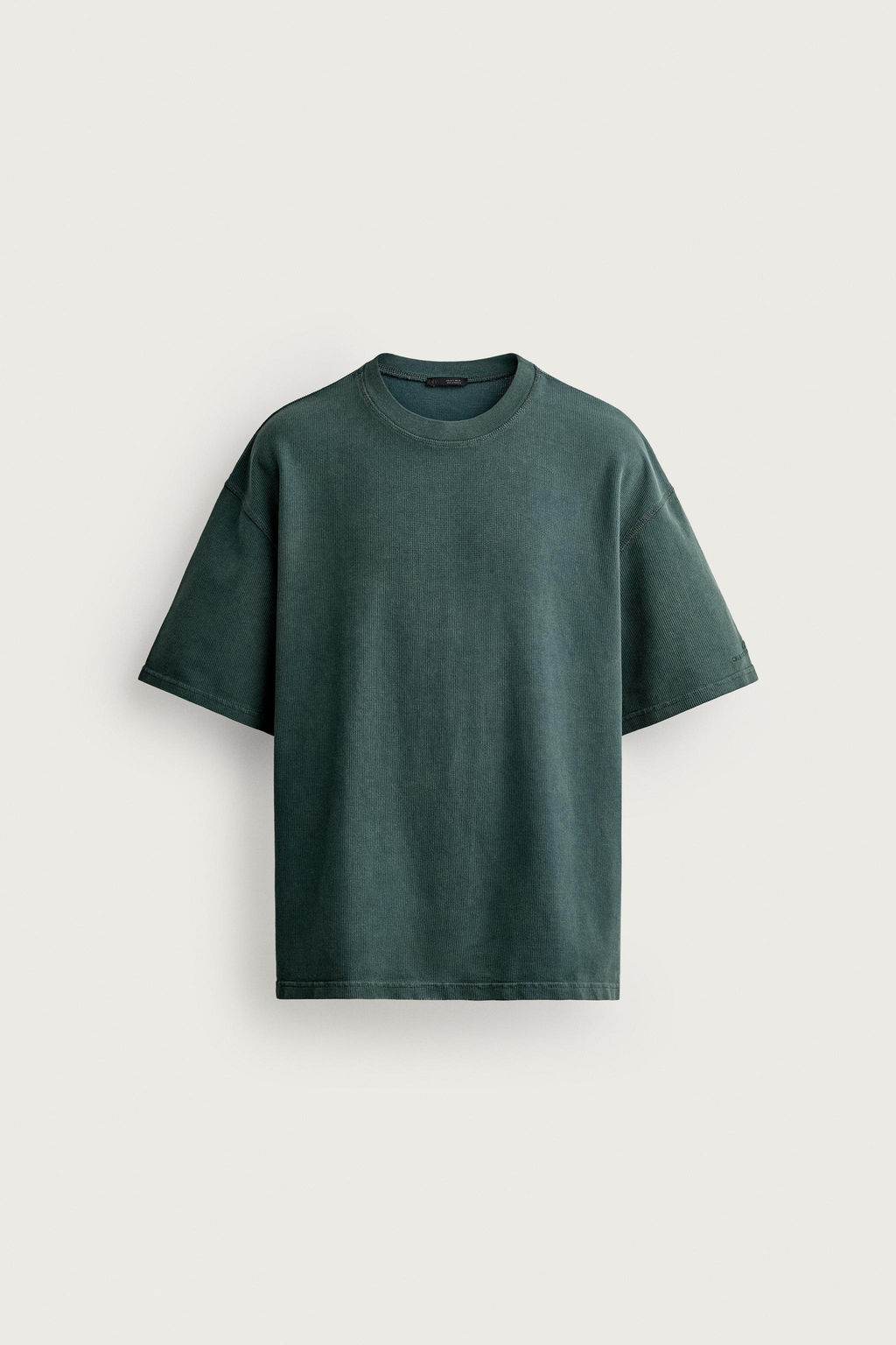 CAMISETA LAVADA ESTRUCTURA WAFFLE / Verde - Zara фото 9