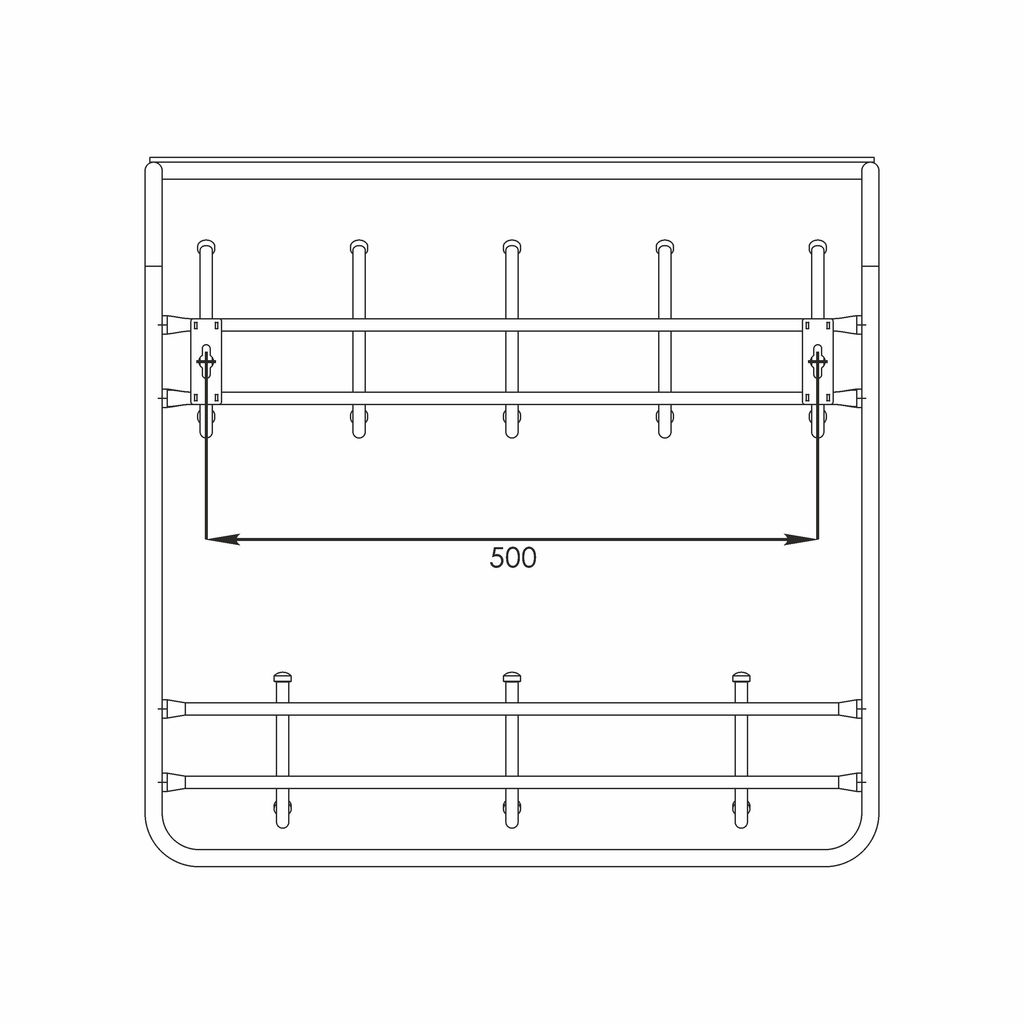 Вешалка настенная металл. 2-х ярусная 60см (белое серебро/белый)