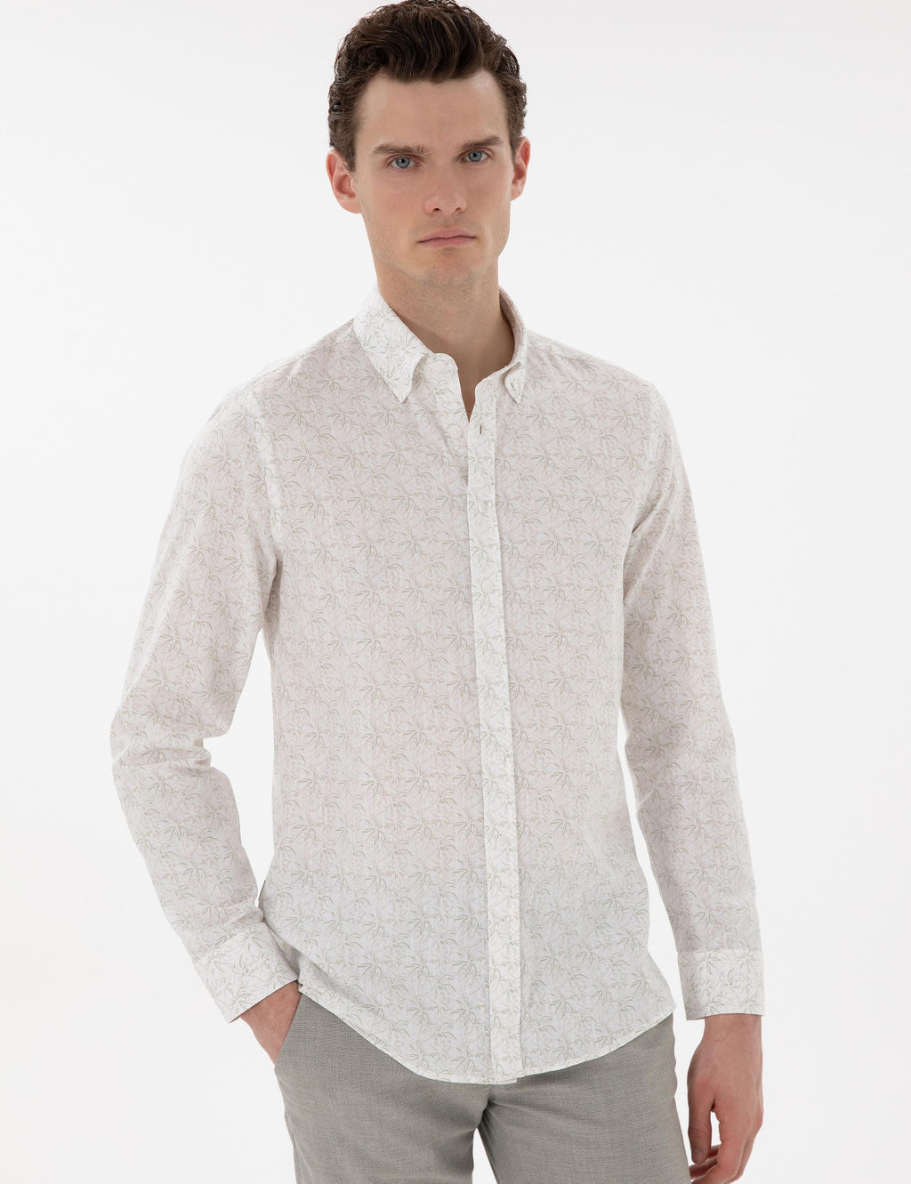 Haki Slim Fit Uzun Kollu G_mlek