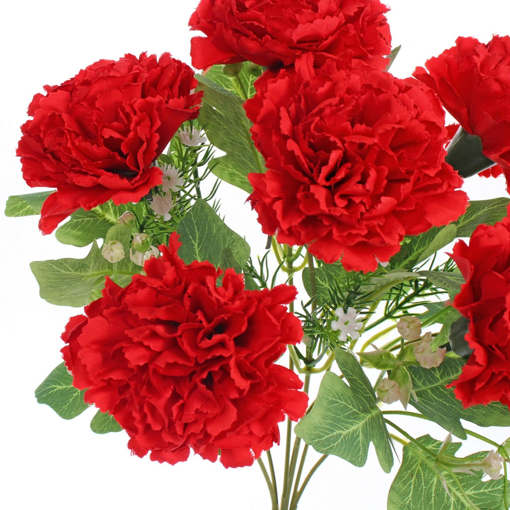 Искусственные цветы "Букет гвоздик" 35см 7 цветков красные