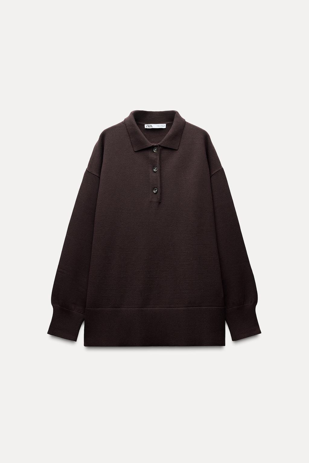 PLAIN KNIT POLO SWEATER - Zara фото 6