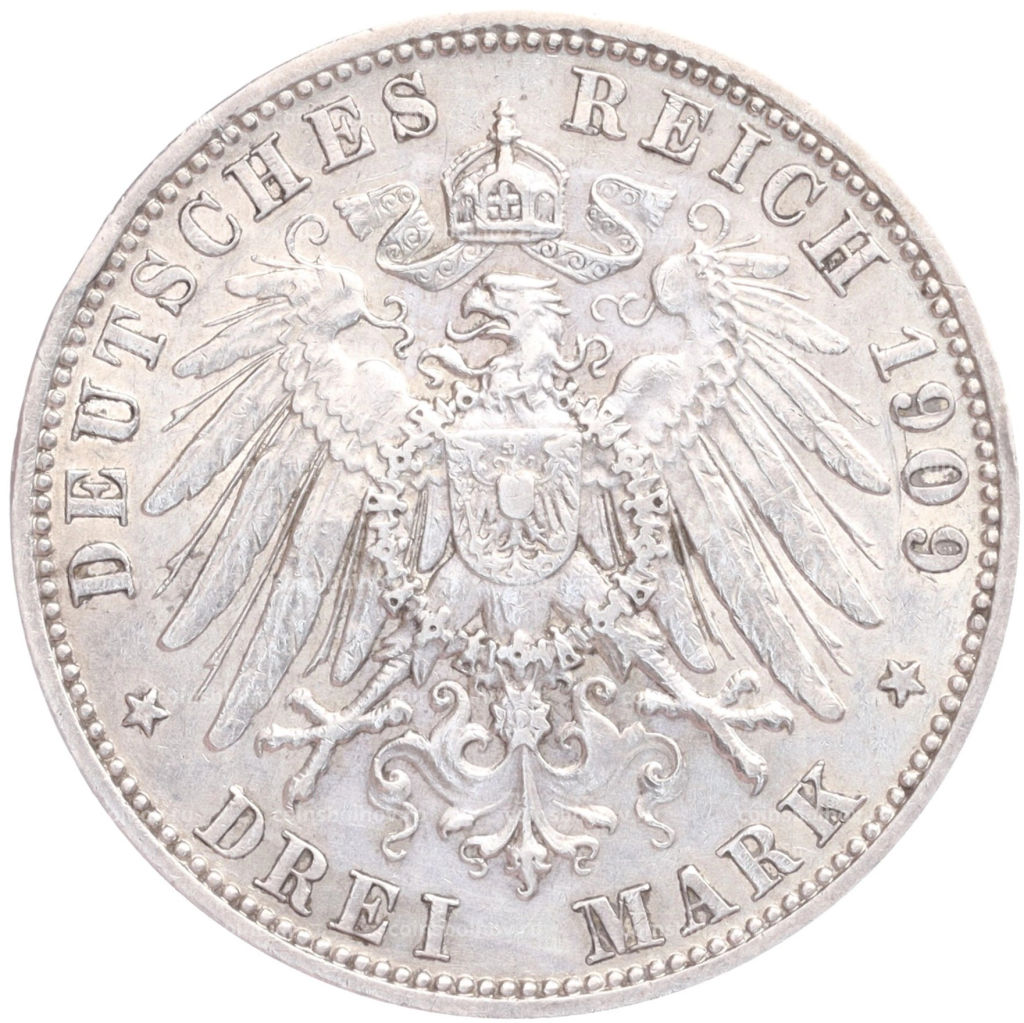 Монета 3 марки 1909 года А Германия (Пруссия)