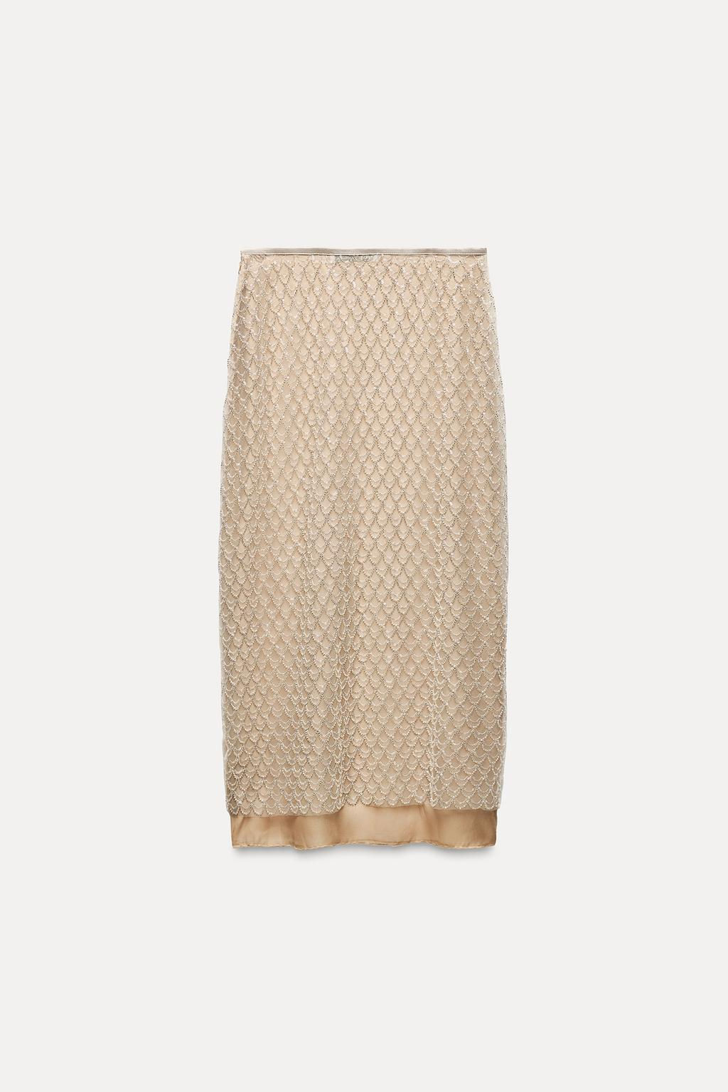 BEADED SEQUINNED MIDI SKIRT - Zara фото 3