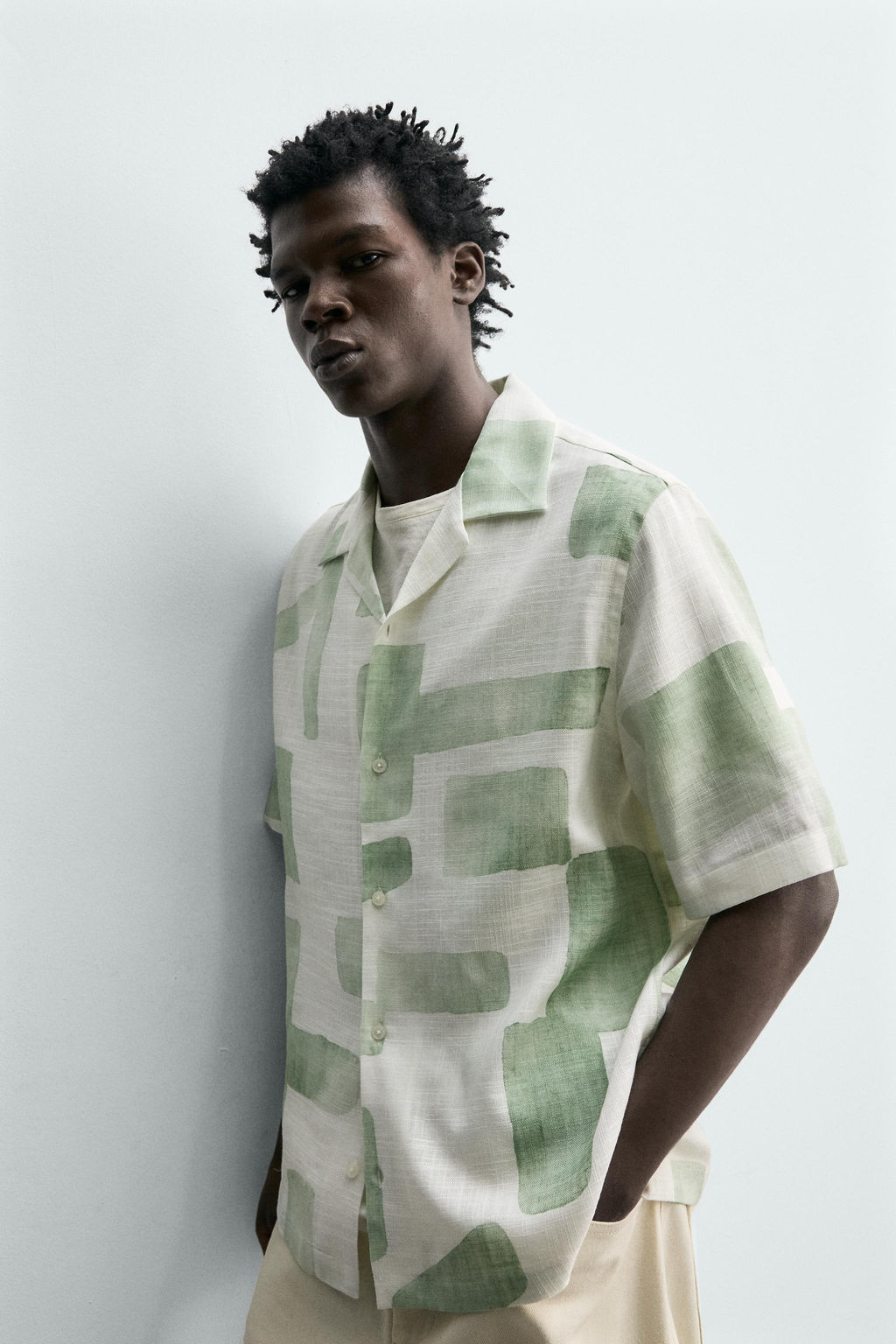 CAMISA FLUIDA ESTRUCTURA / Verdes - Zara фото 6