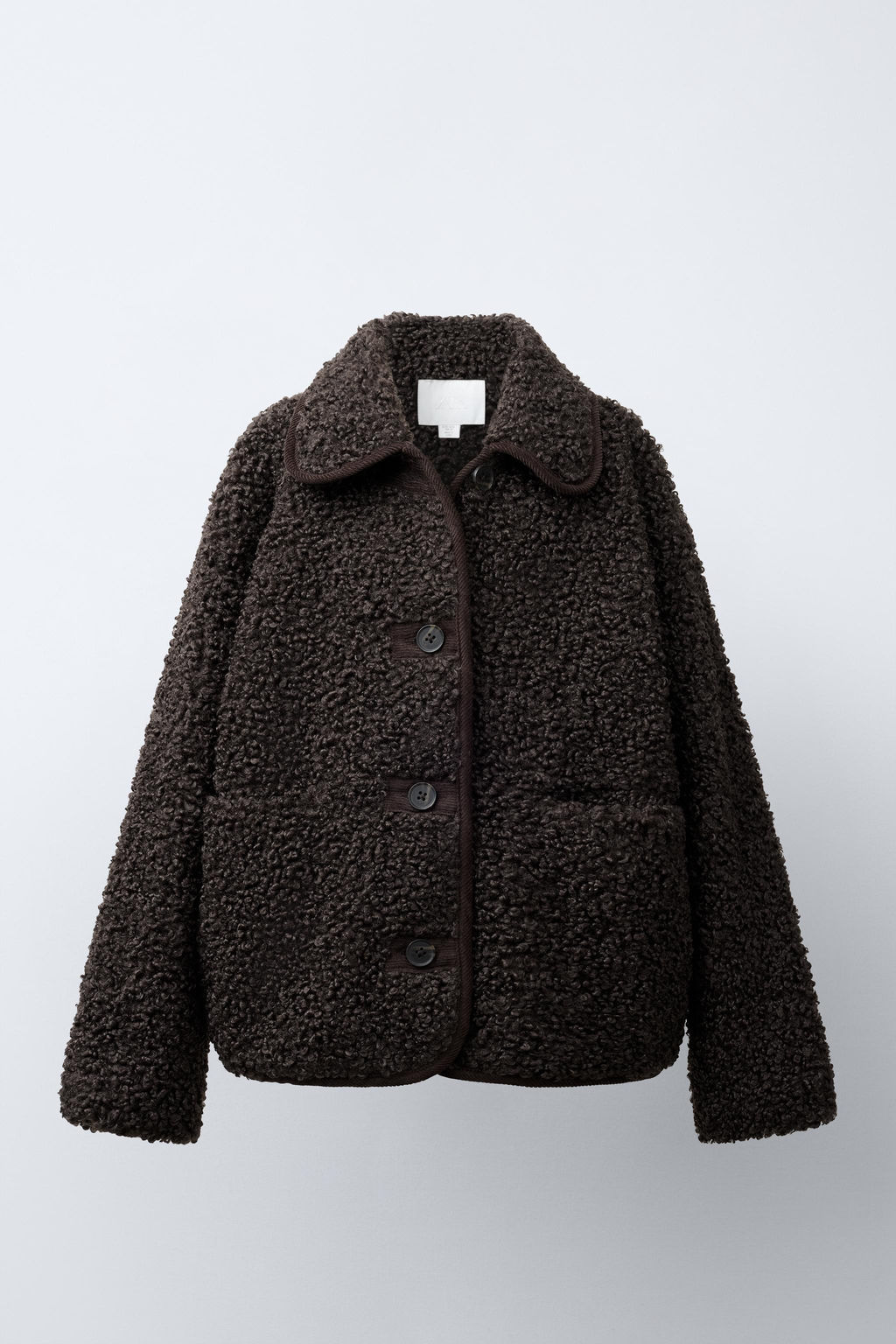 FAUX SHEARLING COAT WITH TRIMS