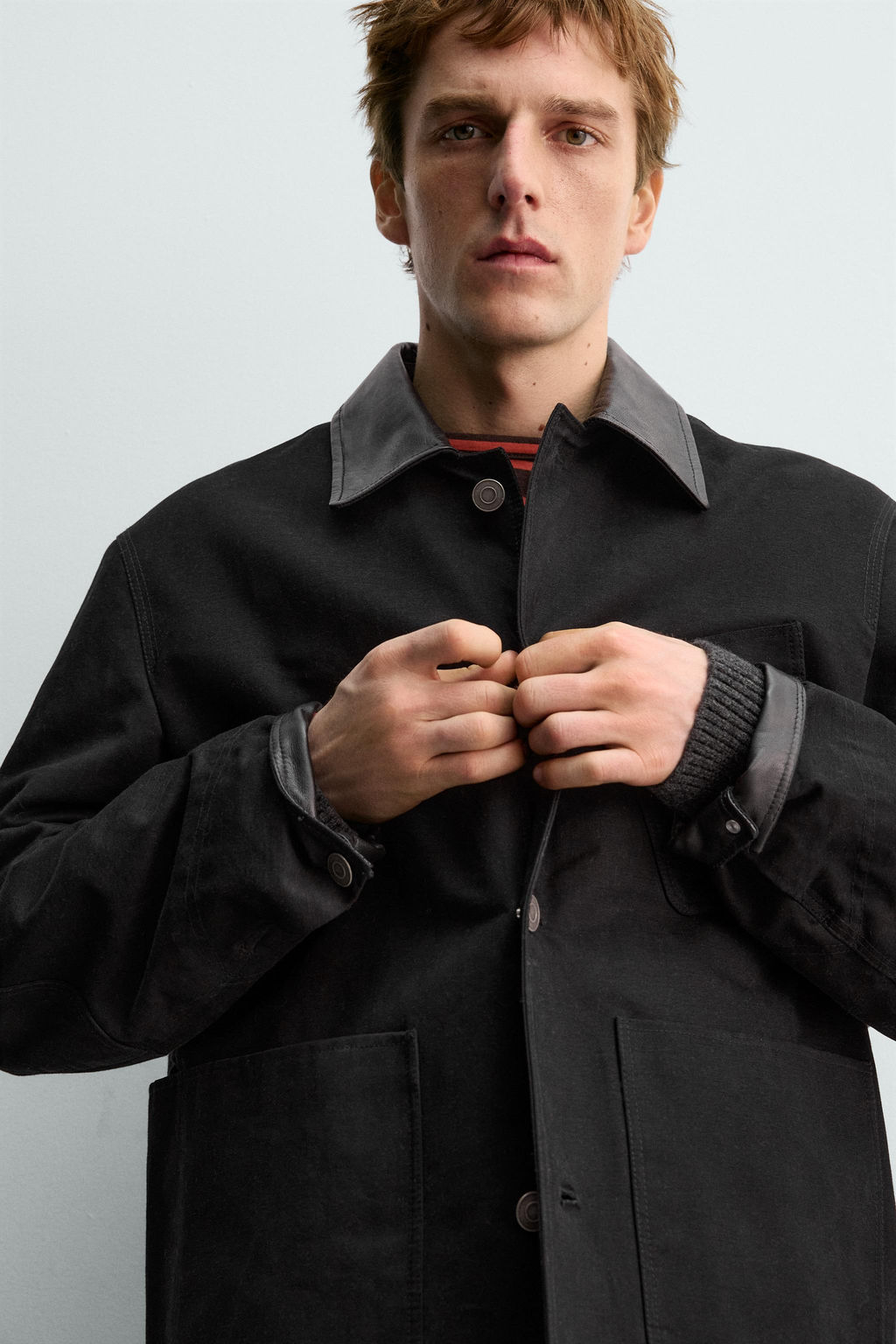 LEATHER COMBINATION JACKET AARON LEVINE X ZARA  фото 5