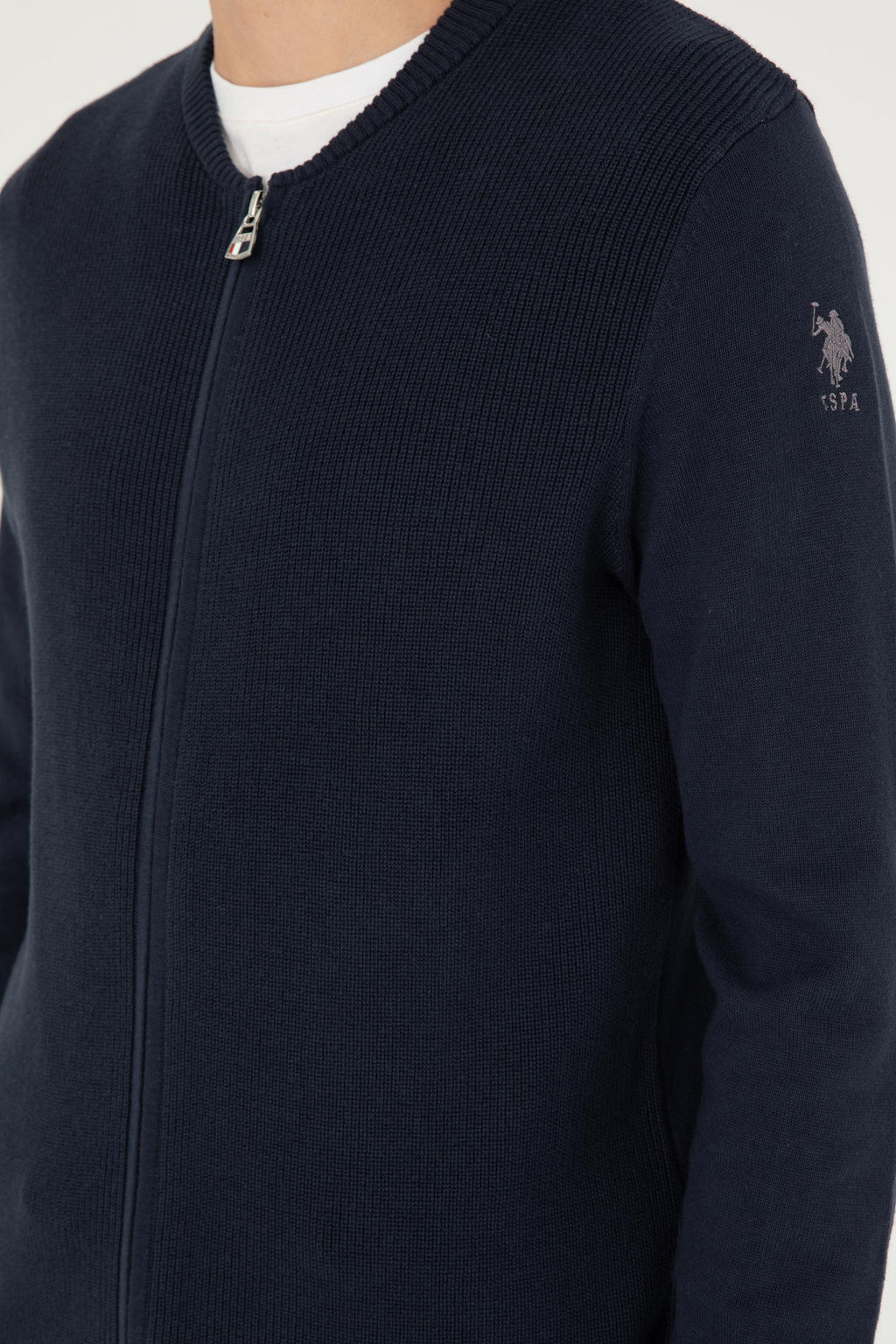 Мужской темно-синий базовый трикотажный кардиган - U.s. polo assn фото 7