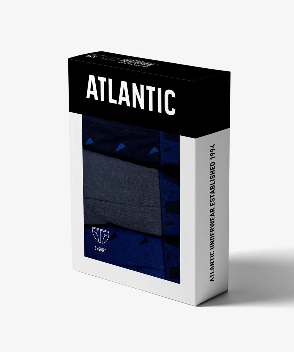 ATLANTIC 3MP-152 Трусы спорт New Sport - набор 3 шт. темно-синий + графитовый + темно-голубой  фото 9