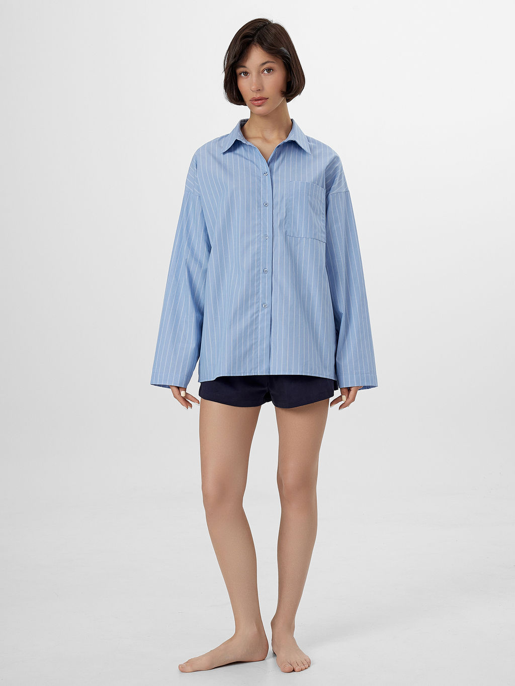 Рубашка женская голубая в полоску - Mark formelle фото 7