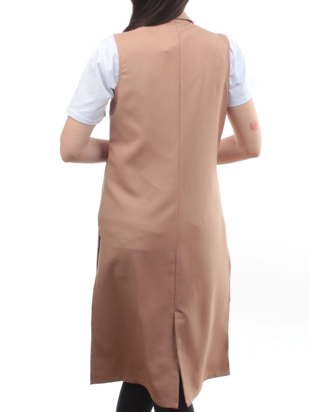S2623 BEIGE Жилет женский классический удлиненный (95% полиэстер,5% спандекс)