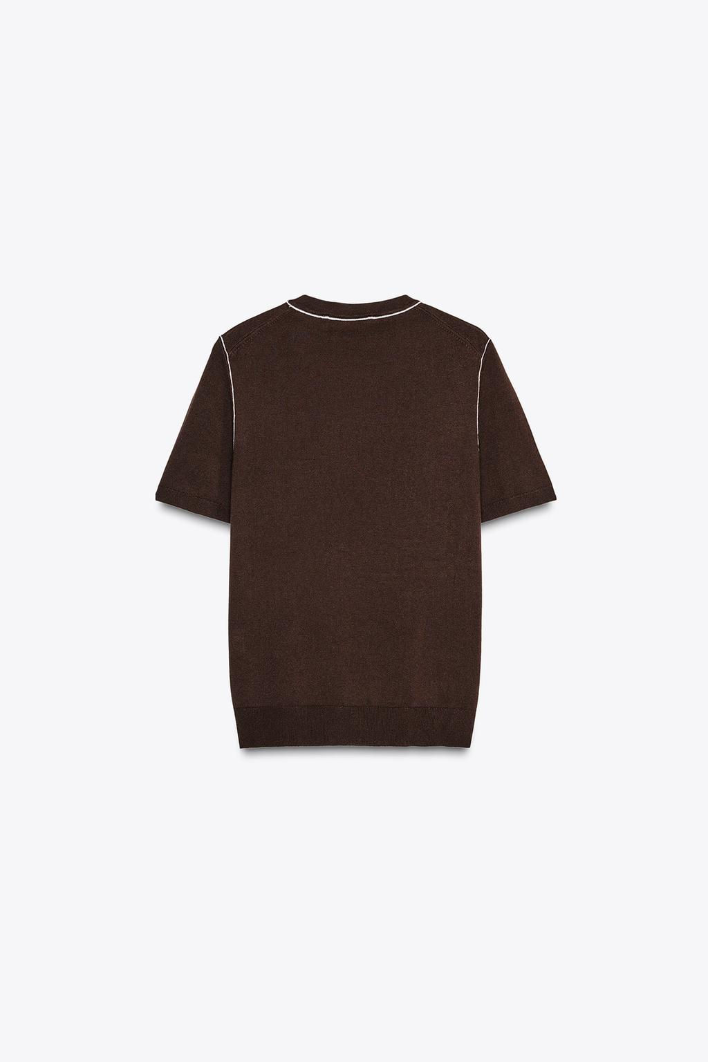 SHORT SLEEVE KNIT TOP WITH PIPING - Zara фото 27