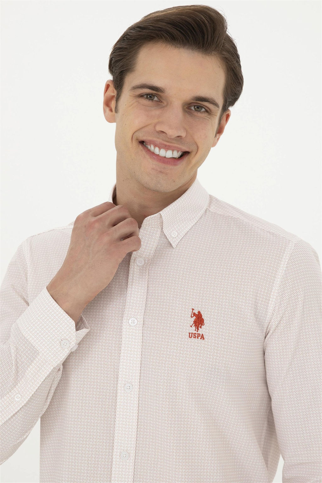 Мужская пудровая рубашка с длинным рукавом - U.s. polo assn фото 2