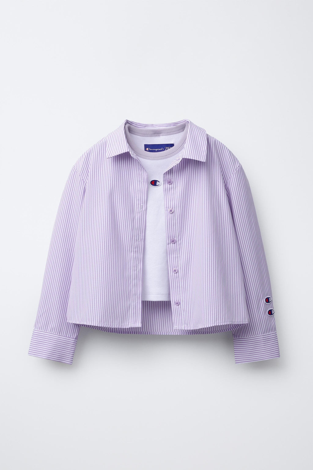 STRIPED POPLIN SHIRT AND RIBBED T-SHIRT PACK CHAMPION ® X ZARA