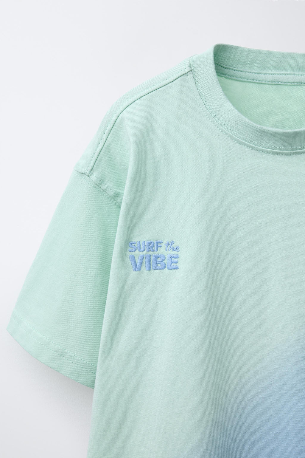 TIE-DYE T-SHIRT WITH EMBROIDERED SLOGAN - Zara фото 3