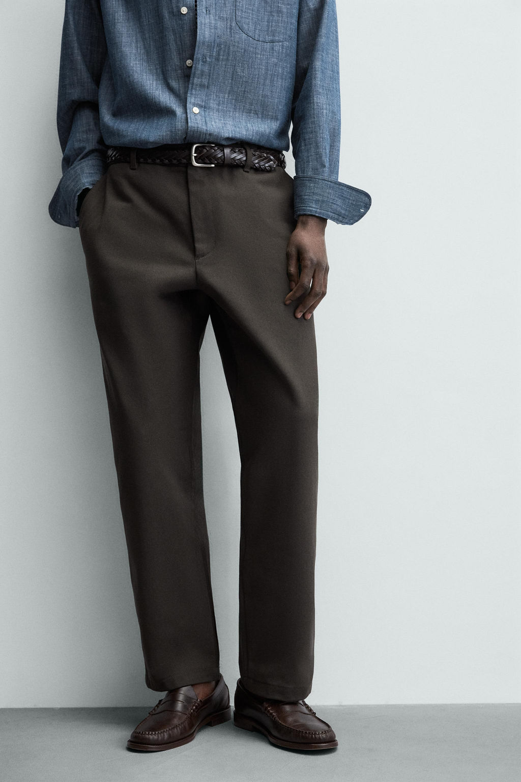 PANTAL?N STRAIGHT FIT ESTRUCTURA / Marr?n - Zara фото 5