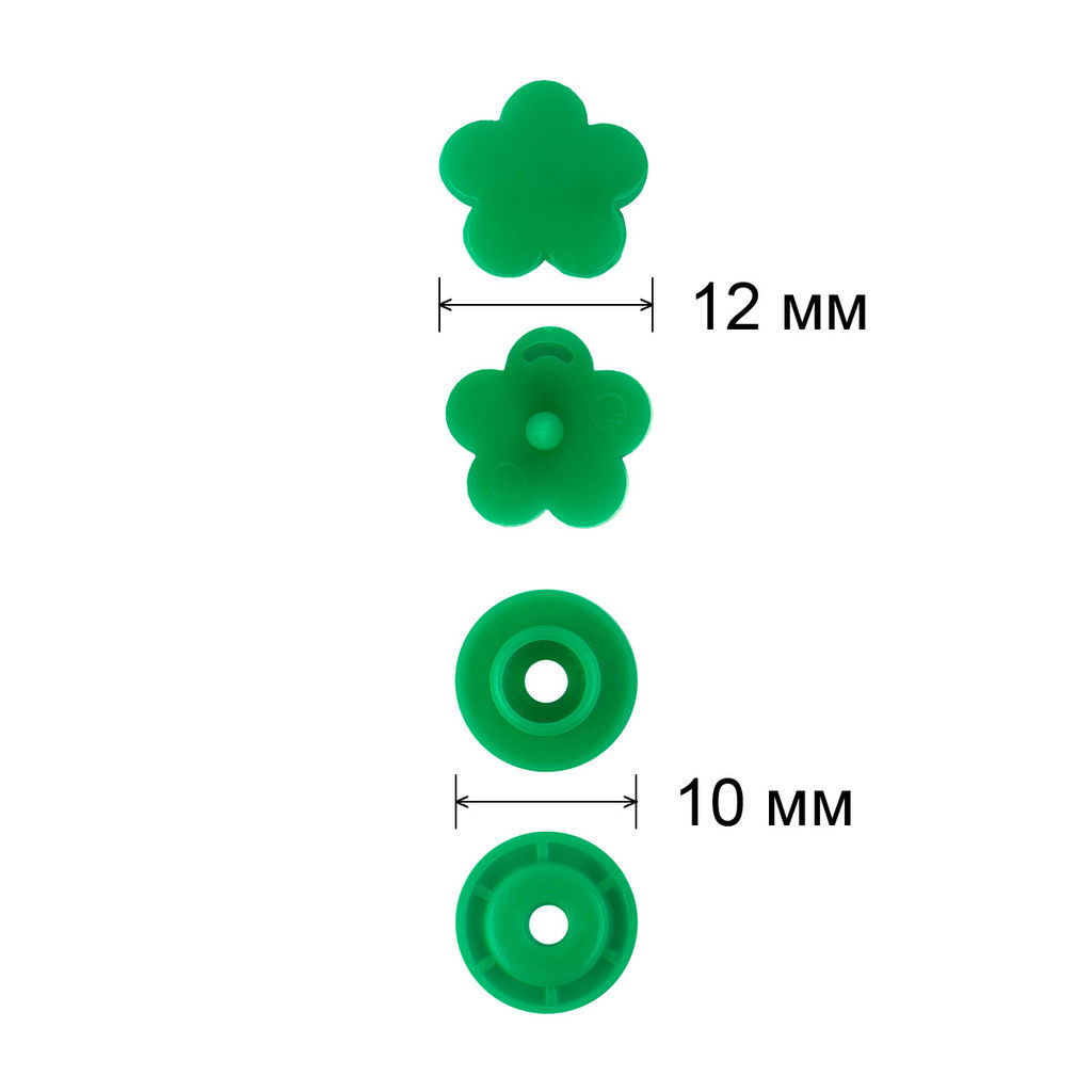 Кнопка Micron POM-12 FL Кнопки пластиковые пластик d 12 мм 15 шт. № 008 зеленый