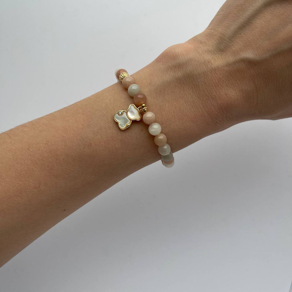 Браслет из Лунного камня микс с подвеской 15 см - Радуга самоцветов фото 9