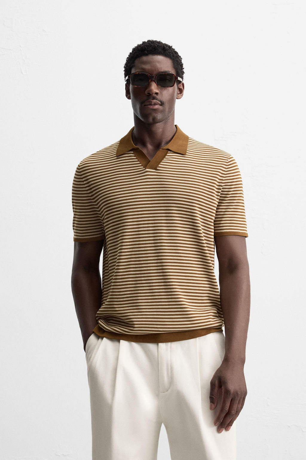 STRIPED KNIT POLO SHIRT - Zara фото 2
