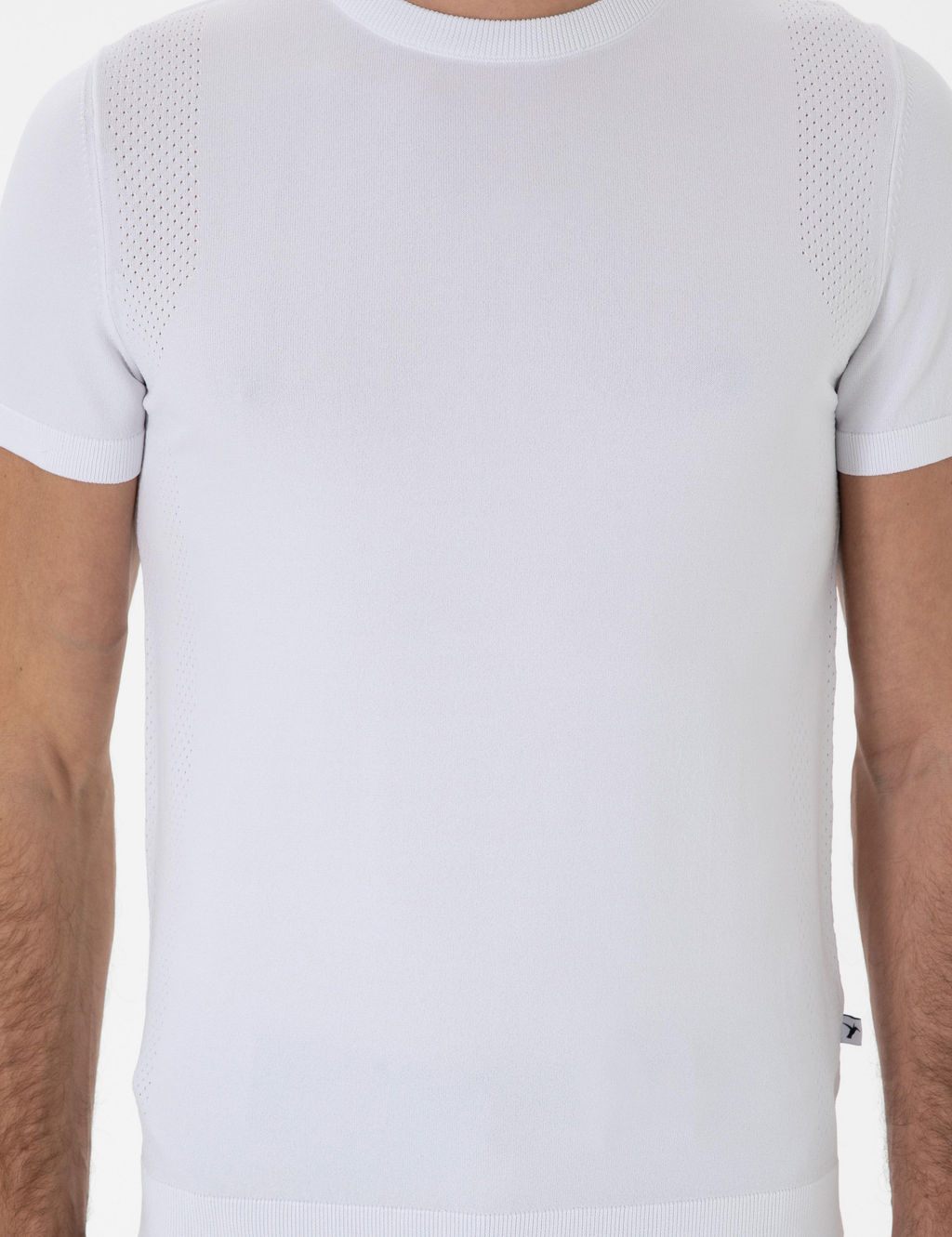 Beyaz Slim Fit Bisiklet Yaka Triko T-shirt