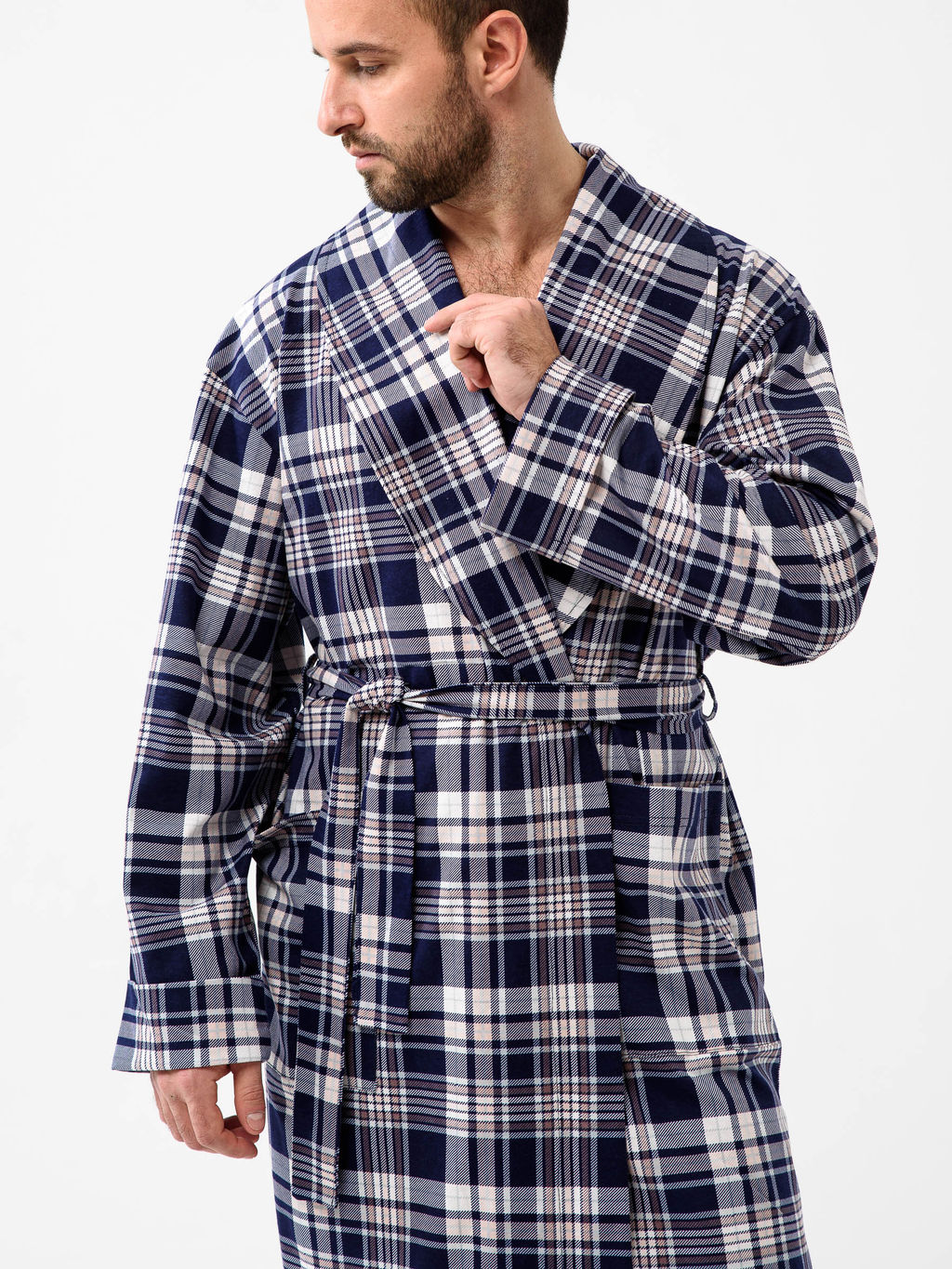 Мужской халат трикотажный чернильный 1566 (5) - Росхалат фото 6