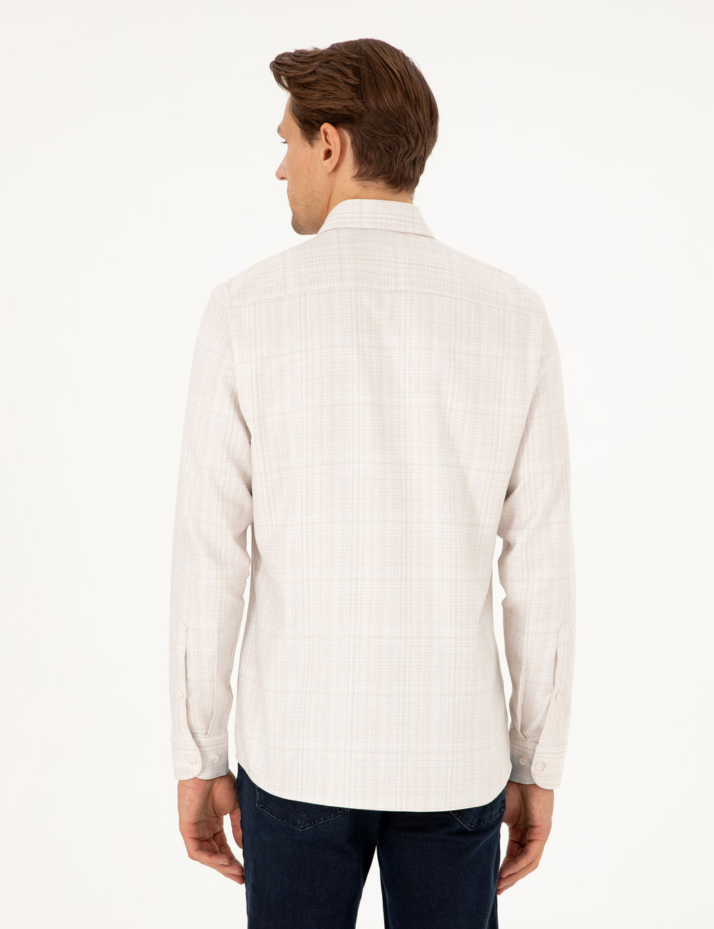 Bej Slim Fit Uzun Kollu G_mlek
