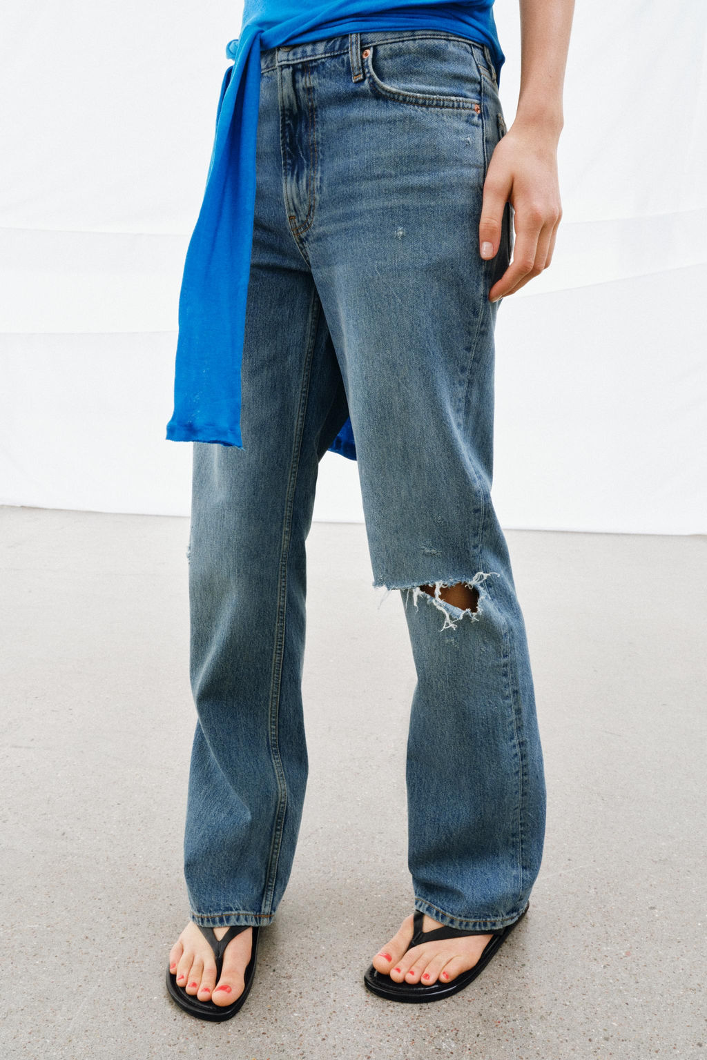 JEANS ZW COLLECTION BOOTCUT TIRO MEDIO / Azul medio - Zara фото 6