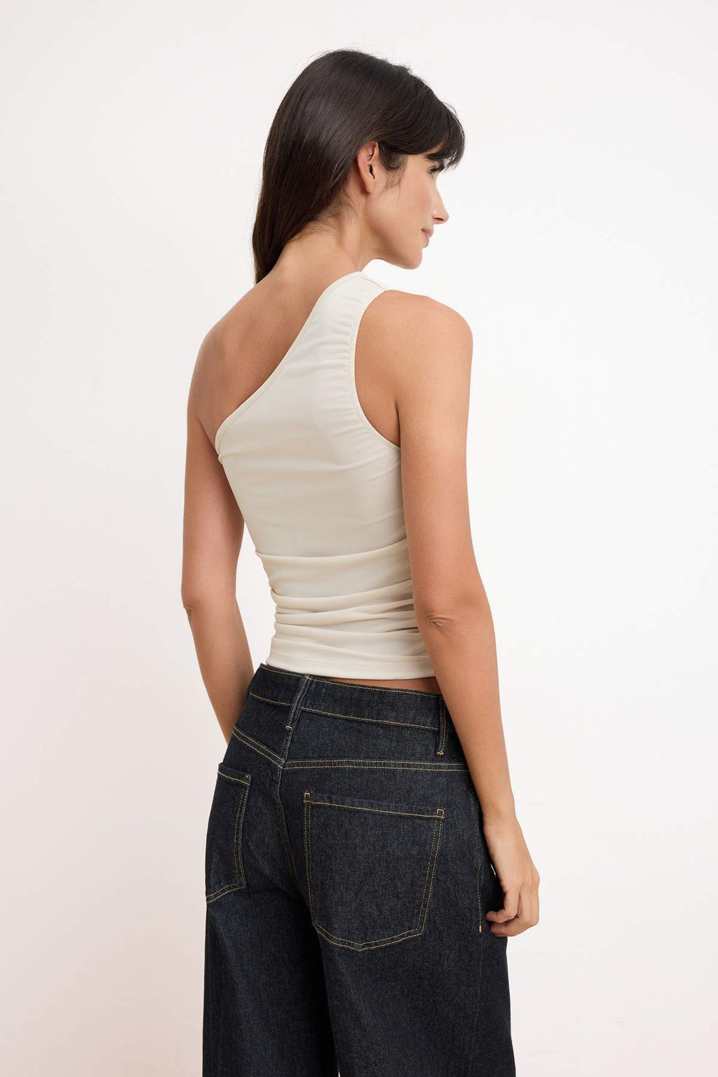 Tas Buzgu Detayl? Fitted/Vucuda Oturan Tek Omuz Esnek Orme Bluz TWOSS21BZ0590