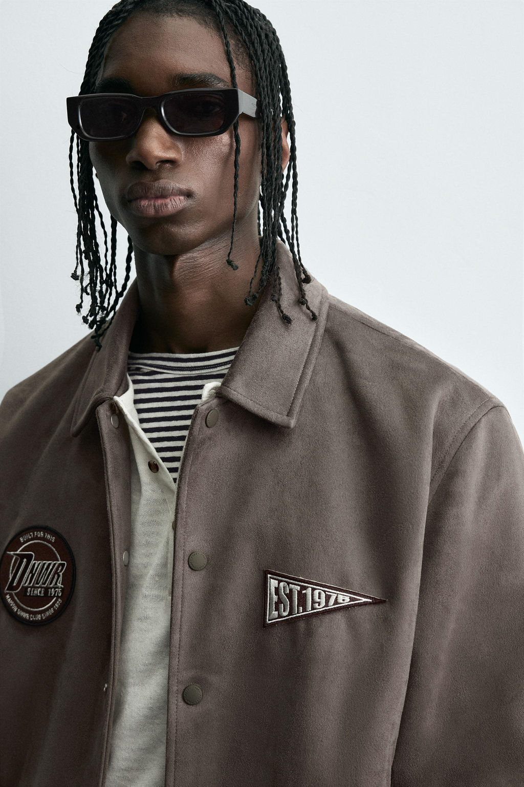 FAUX SUEDE JACKET WITH PATCH AND EMBROIDERY DETAIL - Zara фото 5