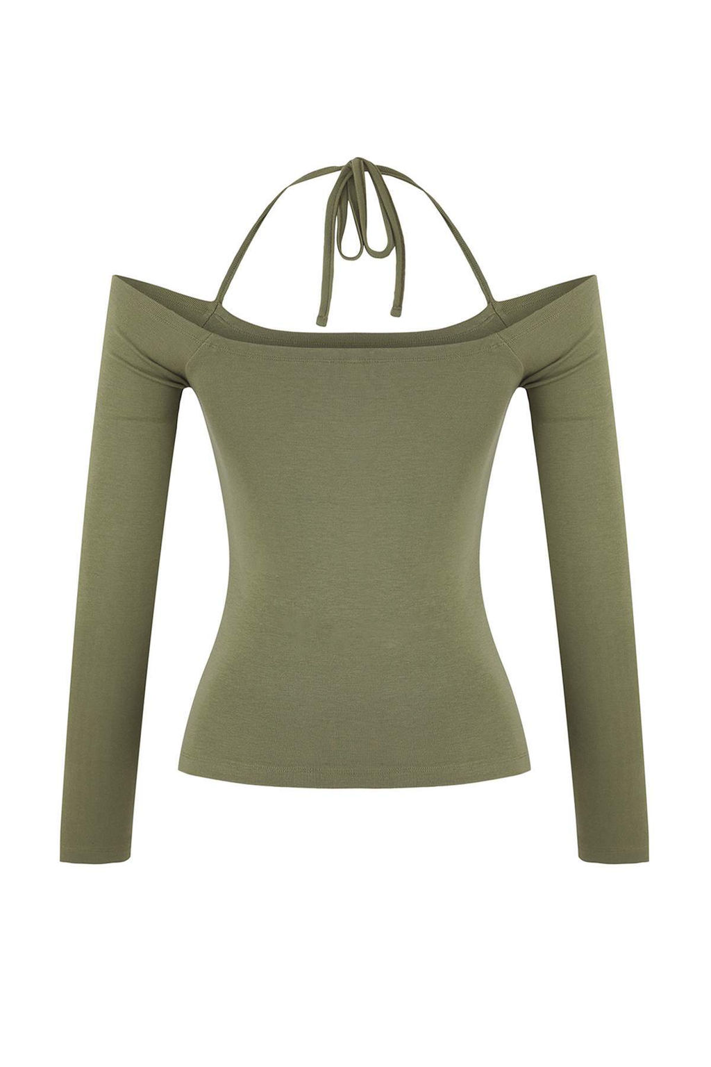 Haki Carmen Yaka Baglama Detayl? Fitted/Vucuda Oturan Orme Bluz TWOAW26BZ00097