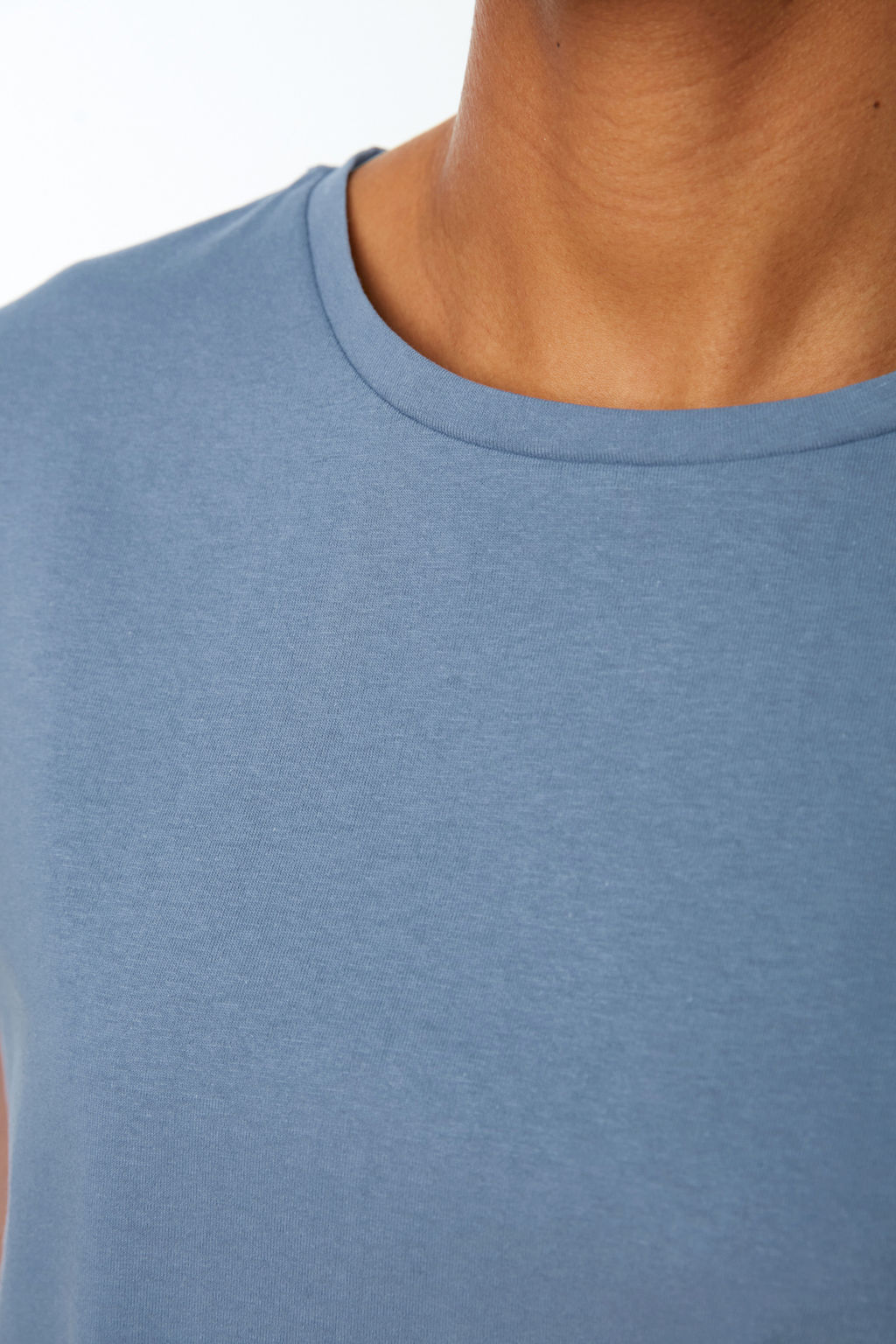 Indigo-Pembe %100 Pamuk 2li Paket Basic Bisiklet Yaka Orme T-Shirt TWOSS20TS0141