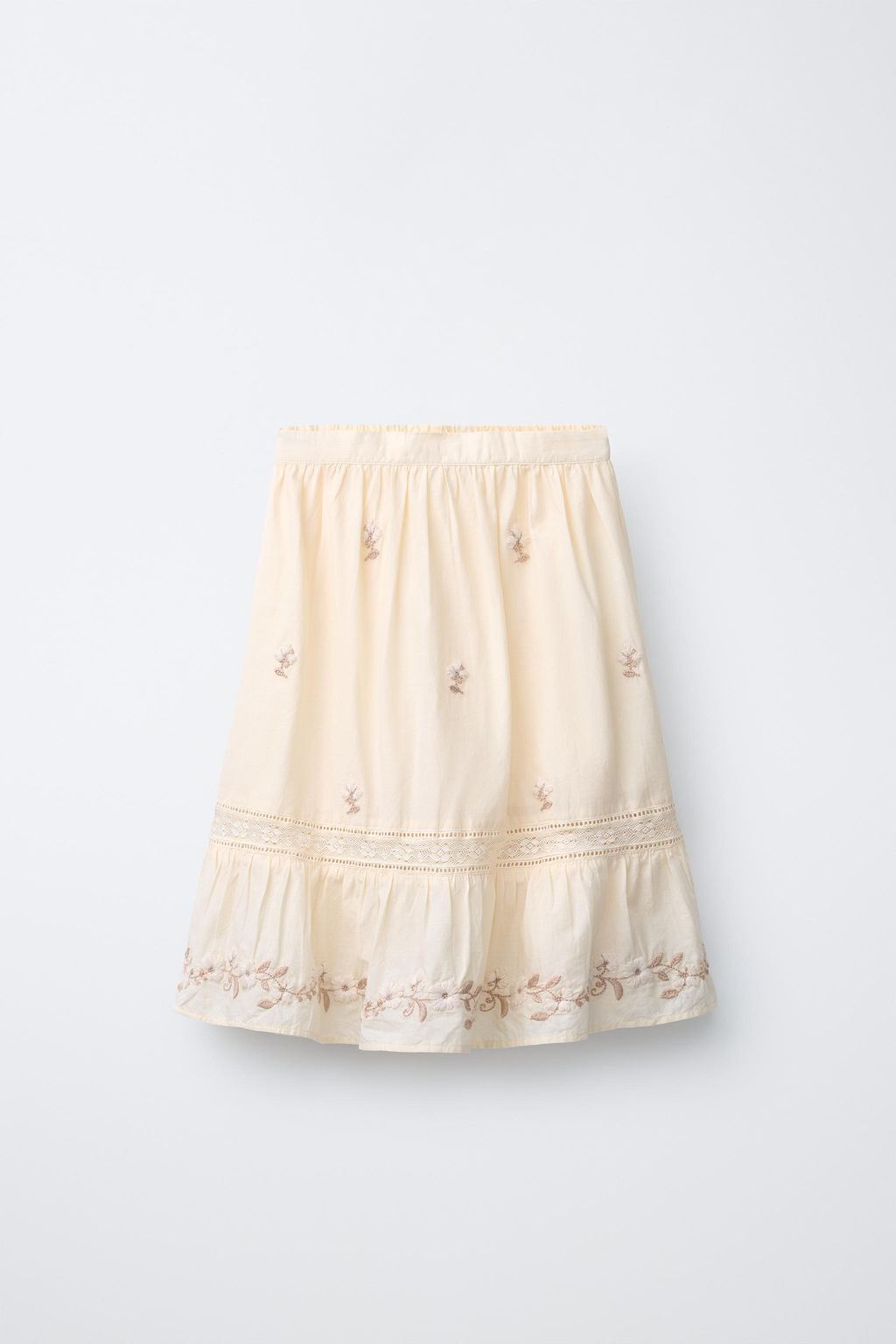 FALDA MIDI BORDADO / Crudo - Zara фото 3