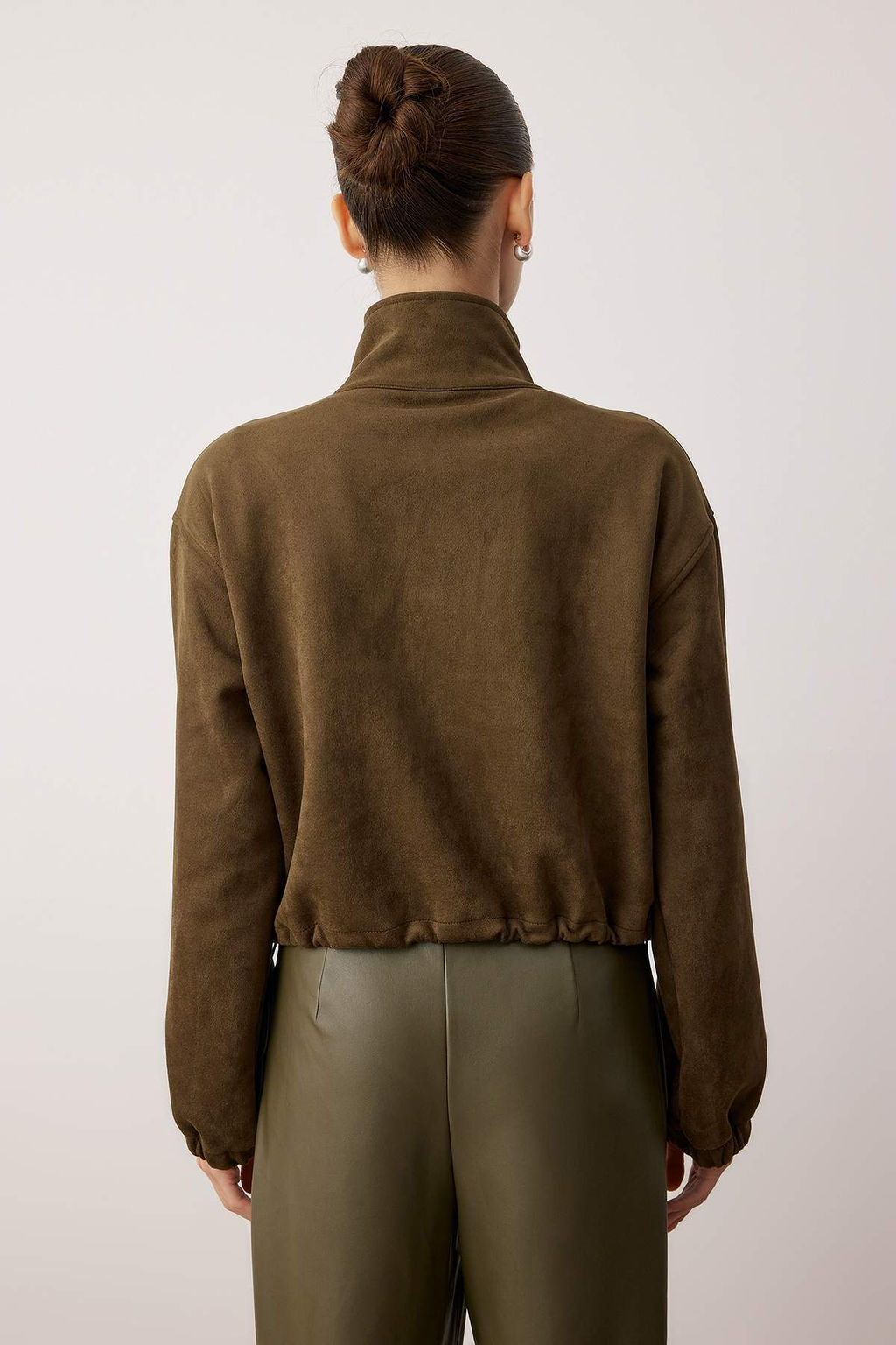 Koyu Kahverengi Duz Fermuarl? Astars?z Regular/Normal Kal?p Orme Suet Ceket TWOAW26CE00011 - Trendyolmilla фото 8