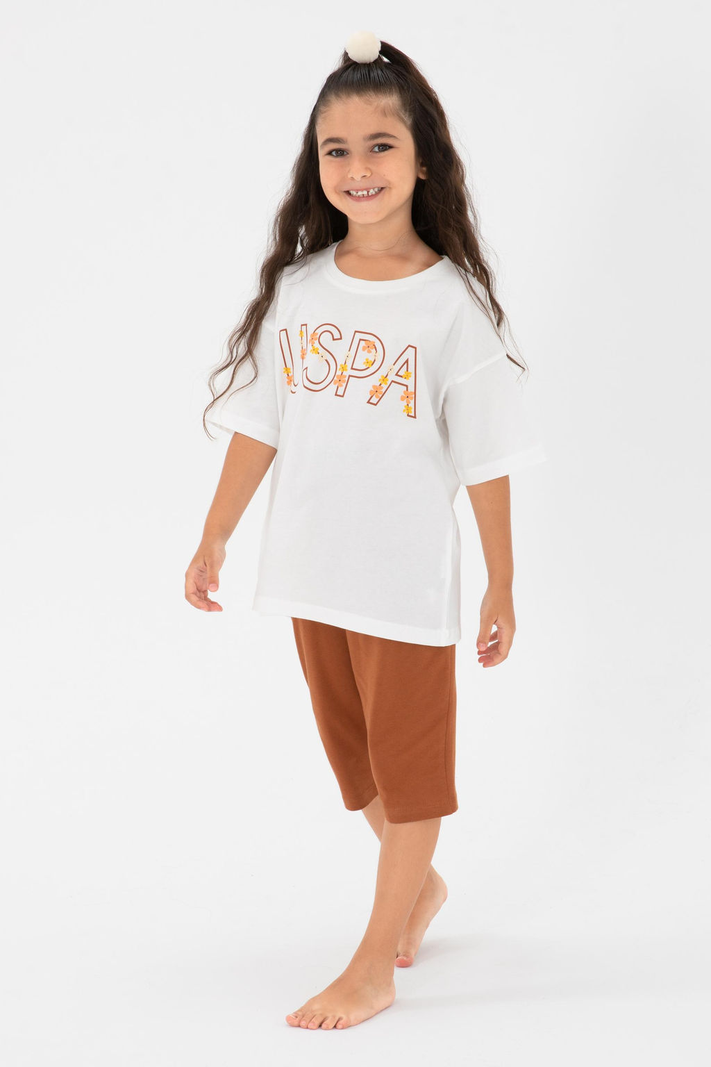 K_z _ocuk Bej Pijama Tak_m_ Sepette S_rpriz _ndirim - U.s. polo assn фото 7