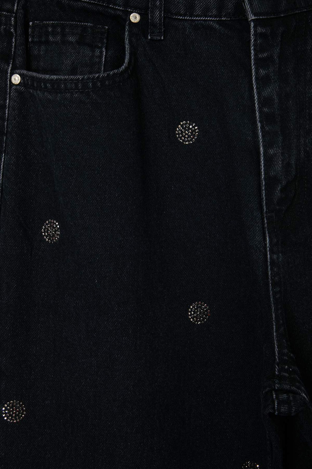 Siyah Ta_l_ Puantiye Desenli Y_ksek Bel Wide Leg Jeans TWOAW27JE00129 - Trendyolmilla фото 5