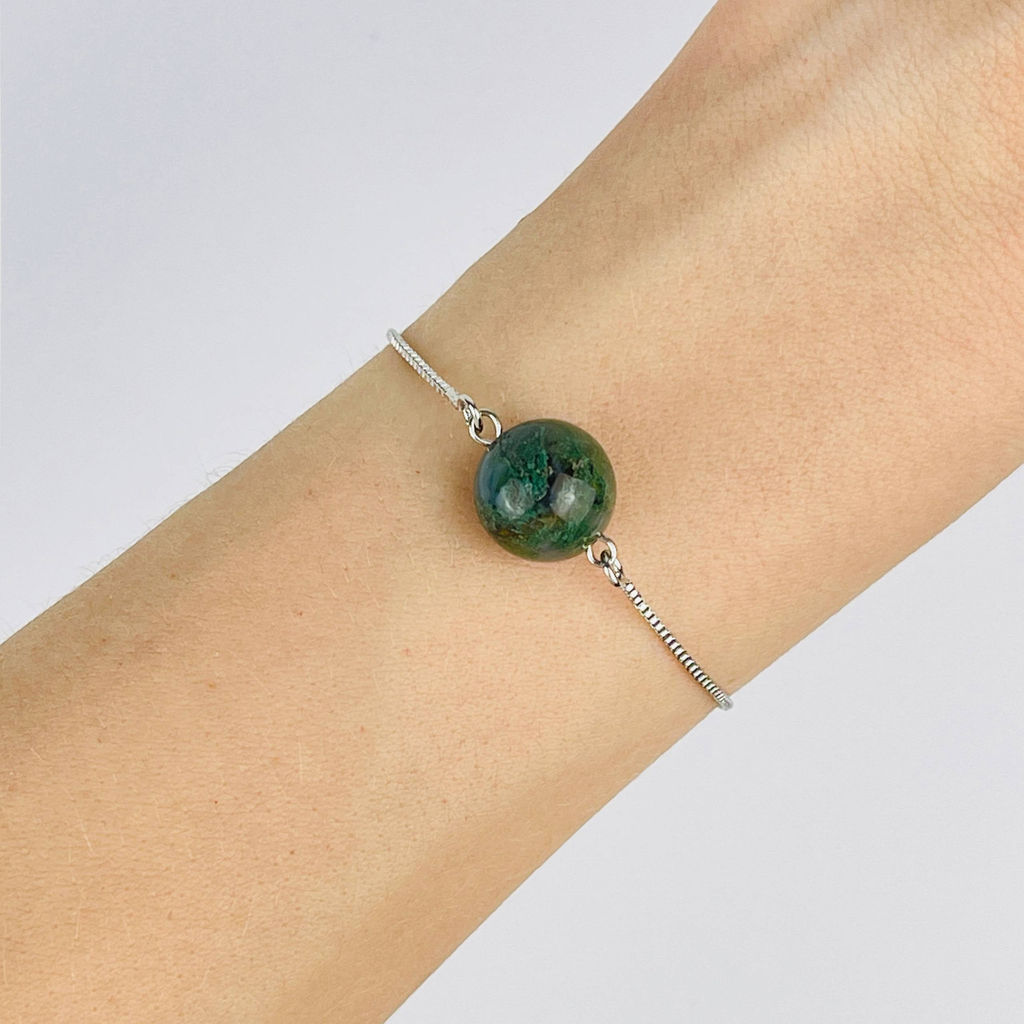 Браслет регулируемый с Моховым агатом