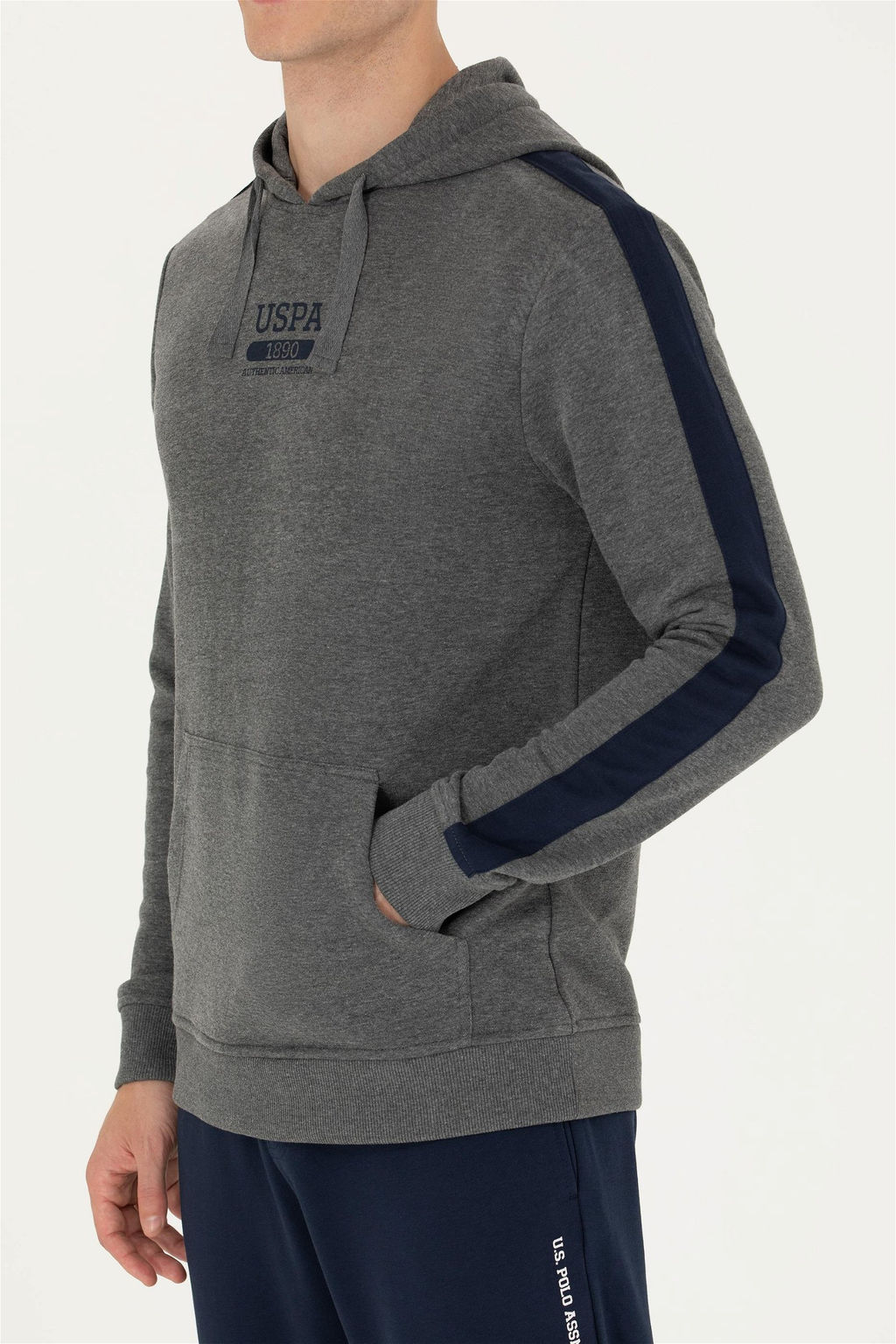 U. S. Polo Assn Мужская толстовка с капюшоном антрацитового меланжевого цвета - U.s. polo assn фото 6
