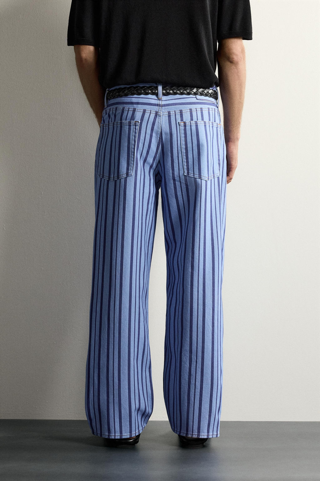 PANTAL?N STRAIGHT FIT RAYAS / Azul