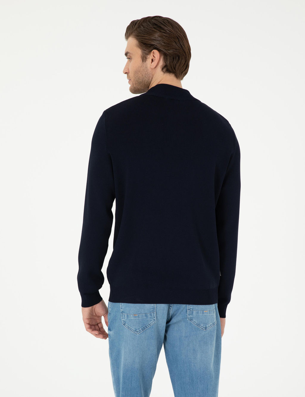 Lacivert Regular Fit Fermuarl_ Dik Yaka Triko Kazak - Pierre cardin фото 5