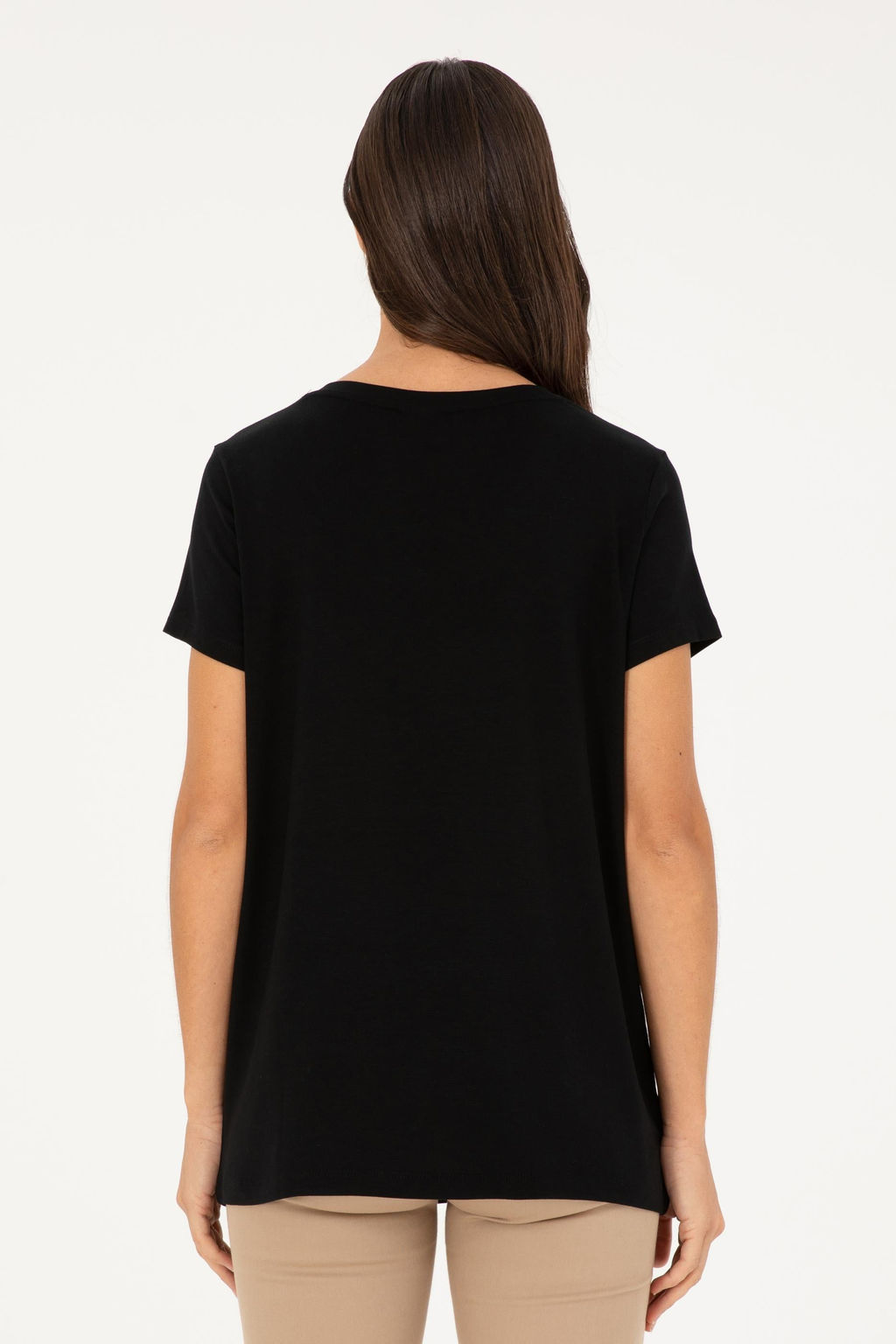 U. S. Polo Assn / Женская черная базовая футболка с v-образным вырезом - U.s. polo assn фото 12