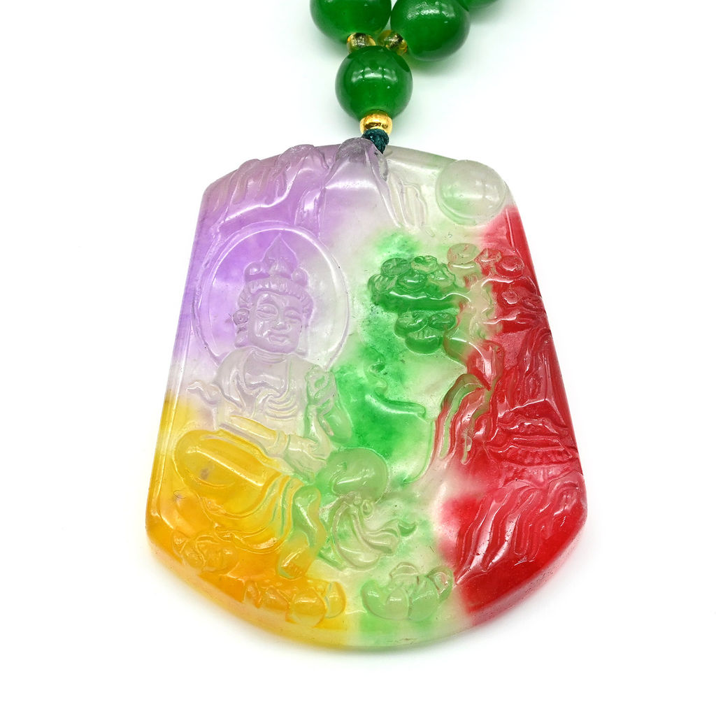 Медальон подвеска Будда 42*50мм из нефрита имитация шарик 8мм, 59см