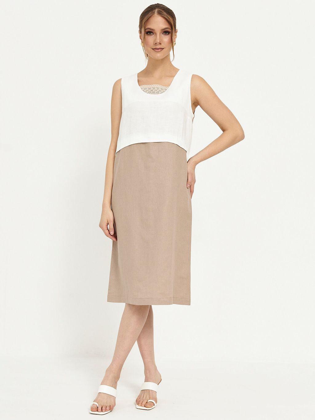 из 100% льна премиального качества. Платье Канны коричневое - Vals фото 2