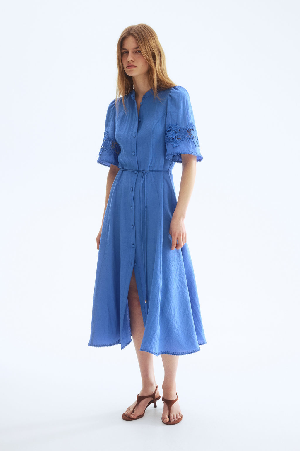 Vestido efecto arrugado con bordado ingl?s - H&m фото 5